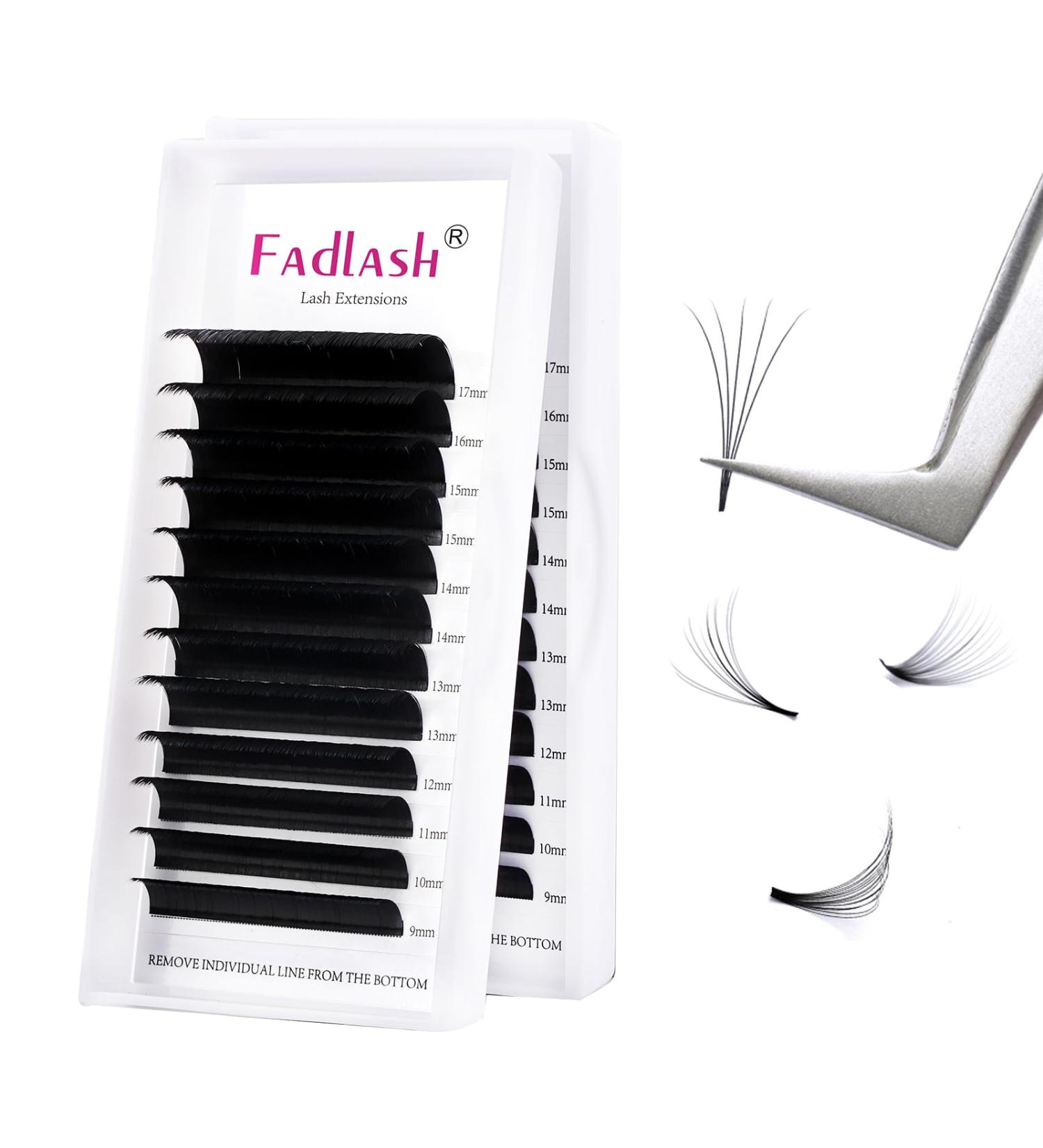 Fadlash Easy Fan Lashes D Curl 0.05 9-17mm Mixed Length Russian Lashes - Natural Look Self Fanning Eye Lashes - Automatic Blooming Eyelash Extensions - Buy Online on SooperMarket.com