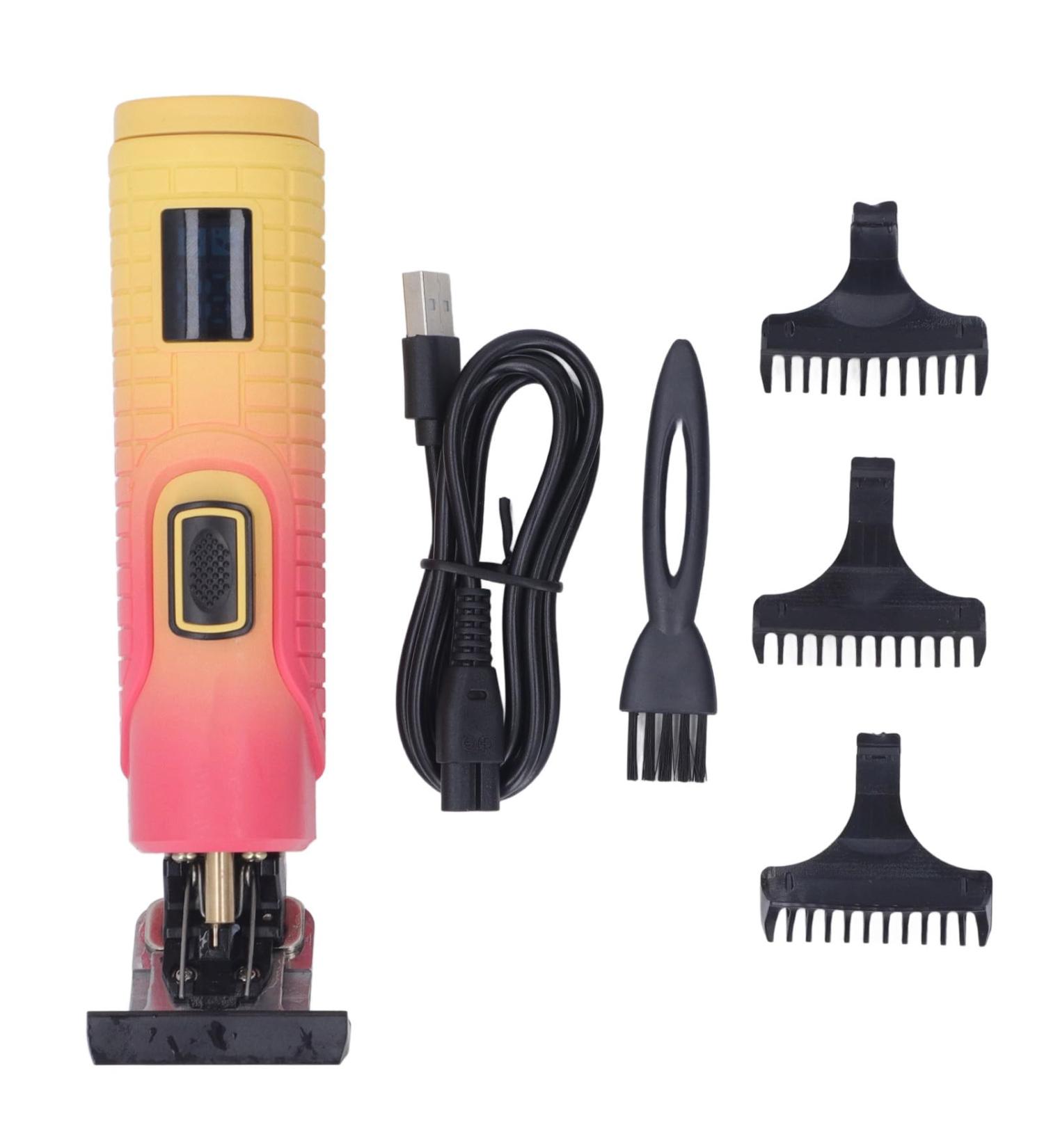 Rechargeable LED Display Hair Clipper Kit - 3 Combs for Fading Trimming & Carving - USB Charging Curved Blades Powerful Performance - Buy Internationally - Buy Online on SooperMarket.com