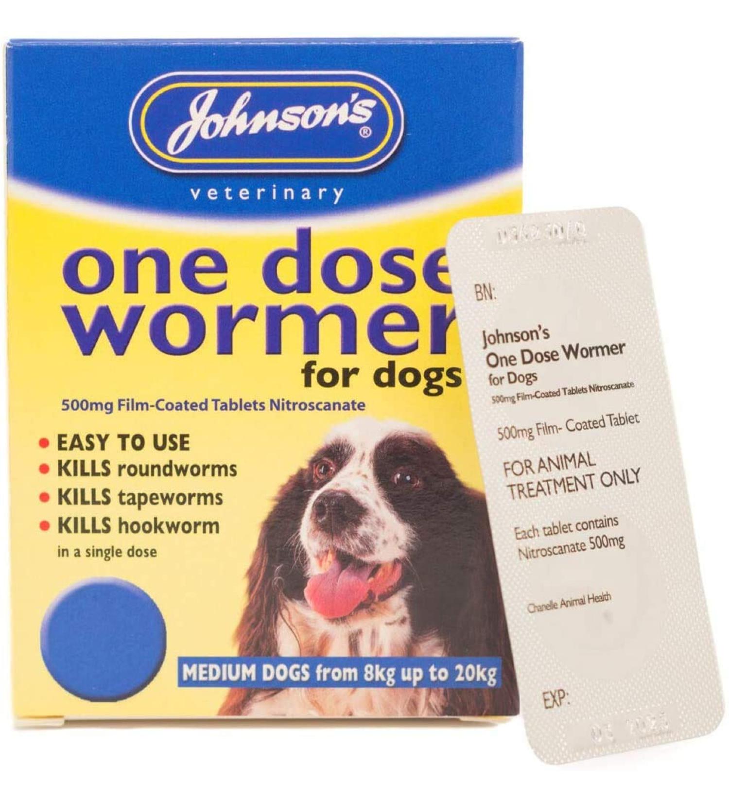 Johnson's EASY DOSE WORMER SIZE 2 (MEDIUM DOG) 2 TABLETS PER PACK 1 3 OR 6 PACKS (1 PACK)