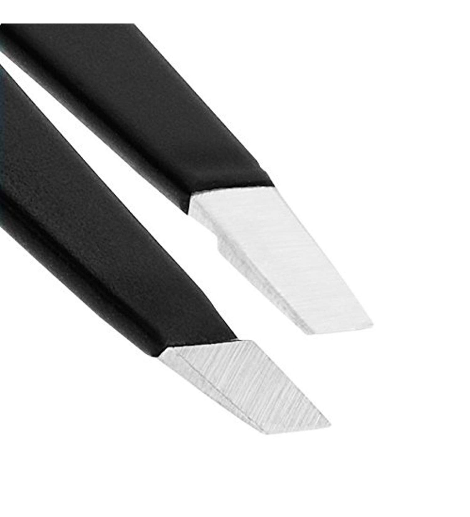 Stainless Steel Black Matte Slant Tip Eyebrow Tweezers by AURAY - Buy Online on SooperMarket.com