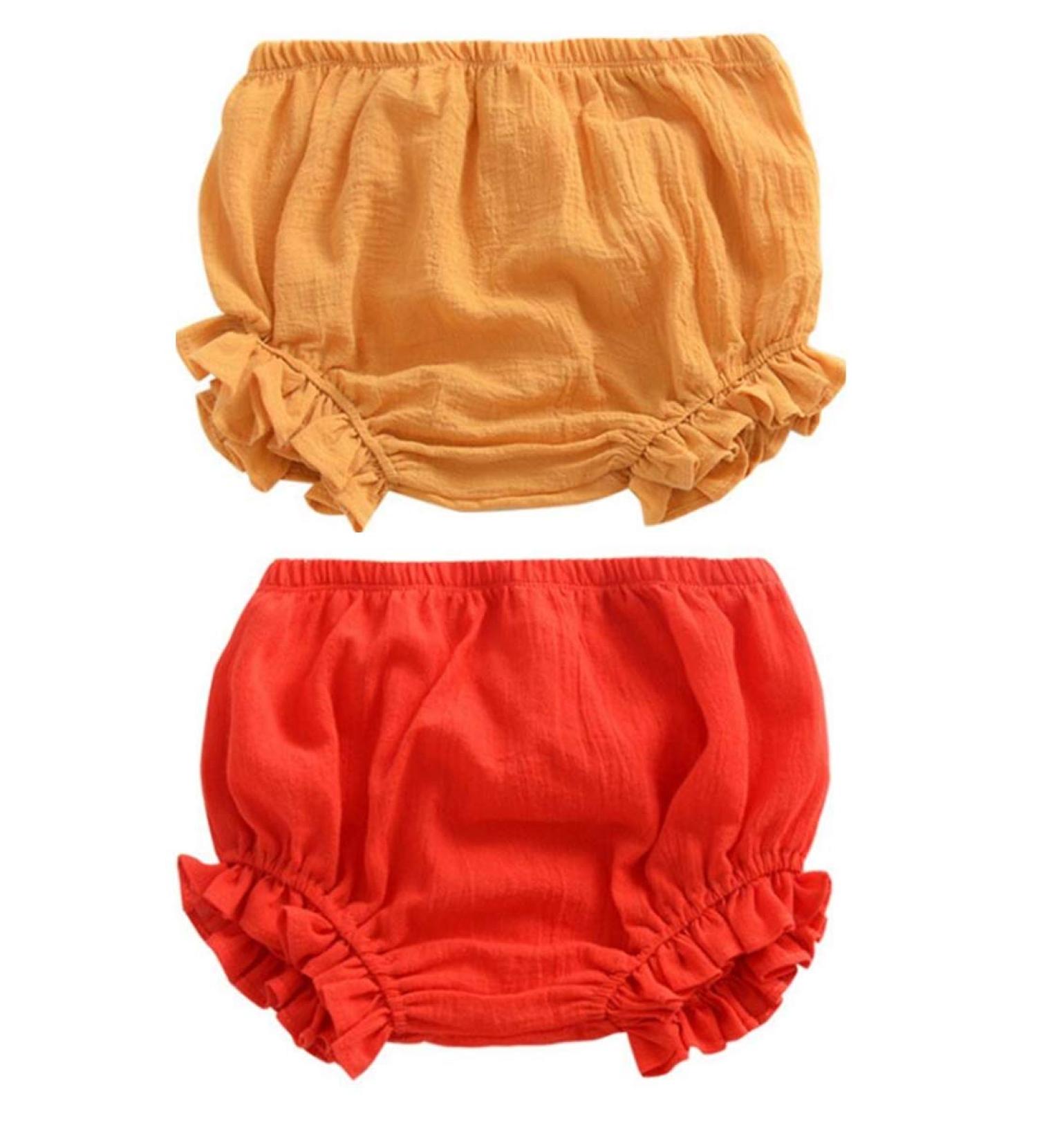 AYIYO Unisex Toddler Diaper Cover Set - Linen Bloomer Shorts for Newborns, Boys, and Girls 12-24 Months - Yellow+Red - 2Pcs - Buy Online on SooperMarket.com