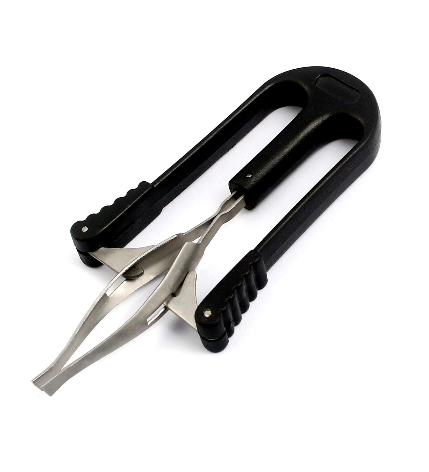 DDP AUTOMATIC TWEEZER AUTO SPRING TWEEZER SLANT TIP WITH PLASTIC HANDLE BLACK