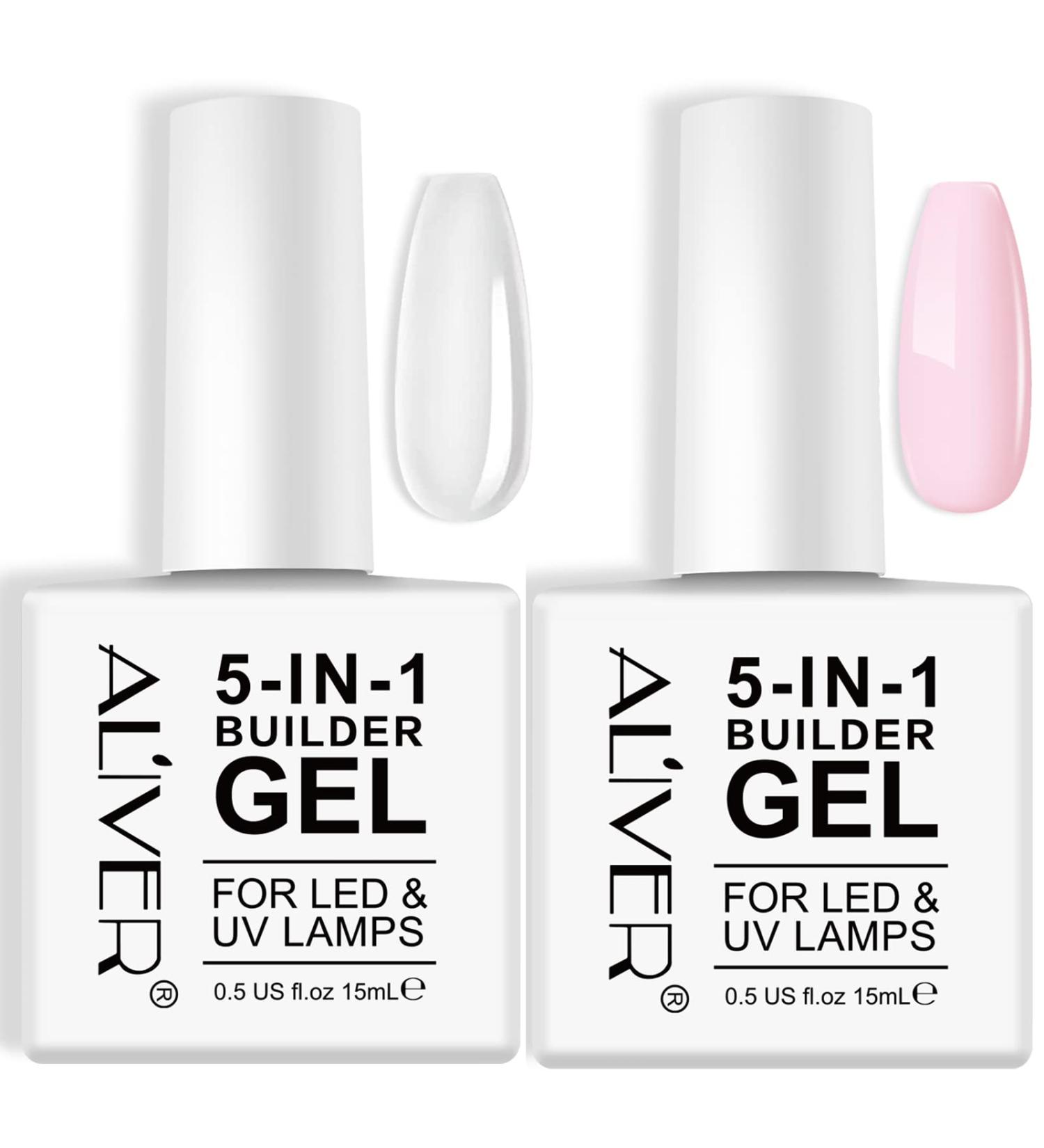 RSGRT Builder Gel for Nails 5 in 1 Gel Builder for Nails Strengthener UV/LED Nail Polish Gel for Nail Art Decoration Professional Manicure False Nail Builder Gel (Clear+Pink) - Buy Online on SooperMarket.com