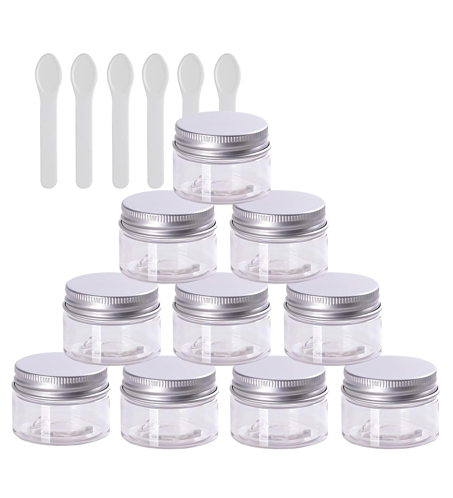 Buy Tianzd 12-Piece 20ml Transparent Plastic Cream Cans with Silver Lids & 6 Spatulas - Ideal Cosmetic Containers for International Shipping - Buy Online on SooperMarket.com