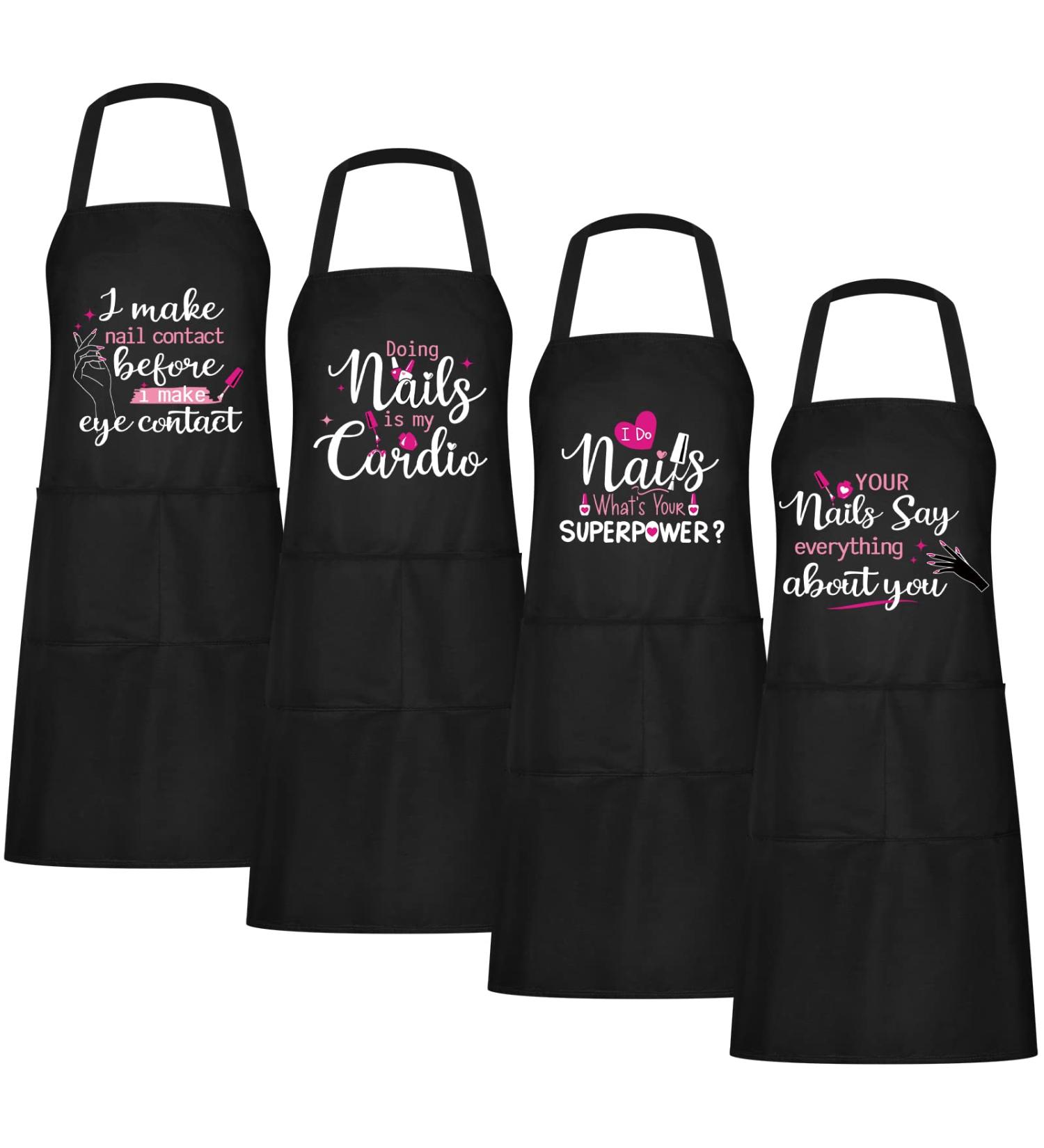 Shop Mepase 4-Piece Nail Tech Apron Set | Funny Quotes & Pockets for Manicurists | Ideal Nail Art Supplies for Salons - Buy Online on SooperMarket.com
