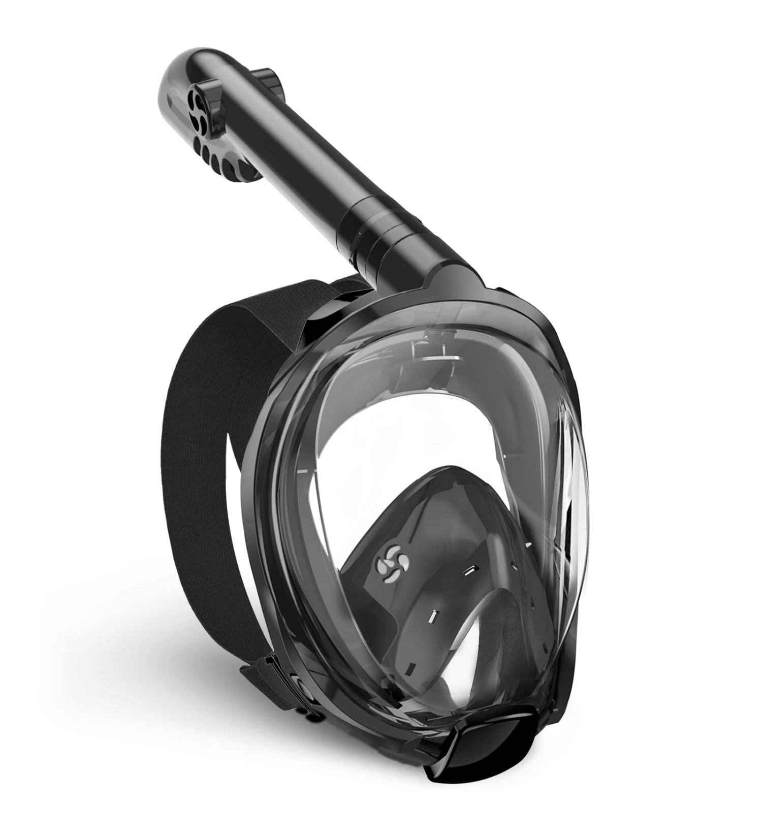 OUSPT Full Face Snorkel Mask with Detachable Camera Mount - Panoramic 180 View, Safety Breathing System, Anti-Fog, Anti-Leak - Adult&Kids Black Large - Buy Online on SooperMarket.com