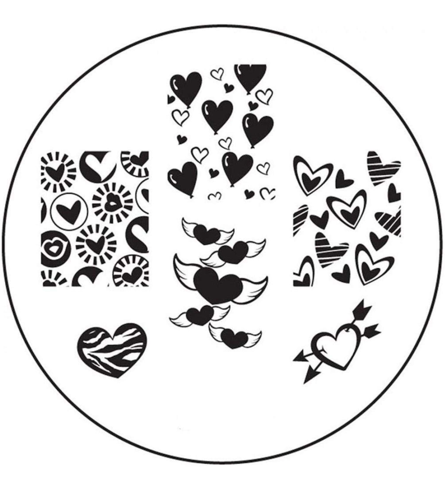STAMPING STENCIL # BM-H18 Love Valentine's Day Hearts Winged Heart