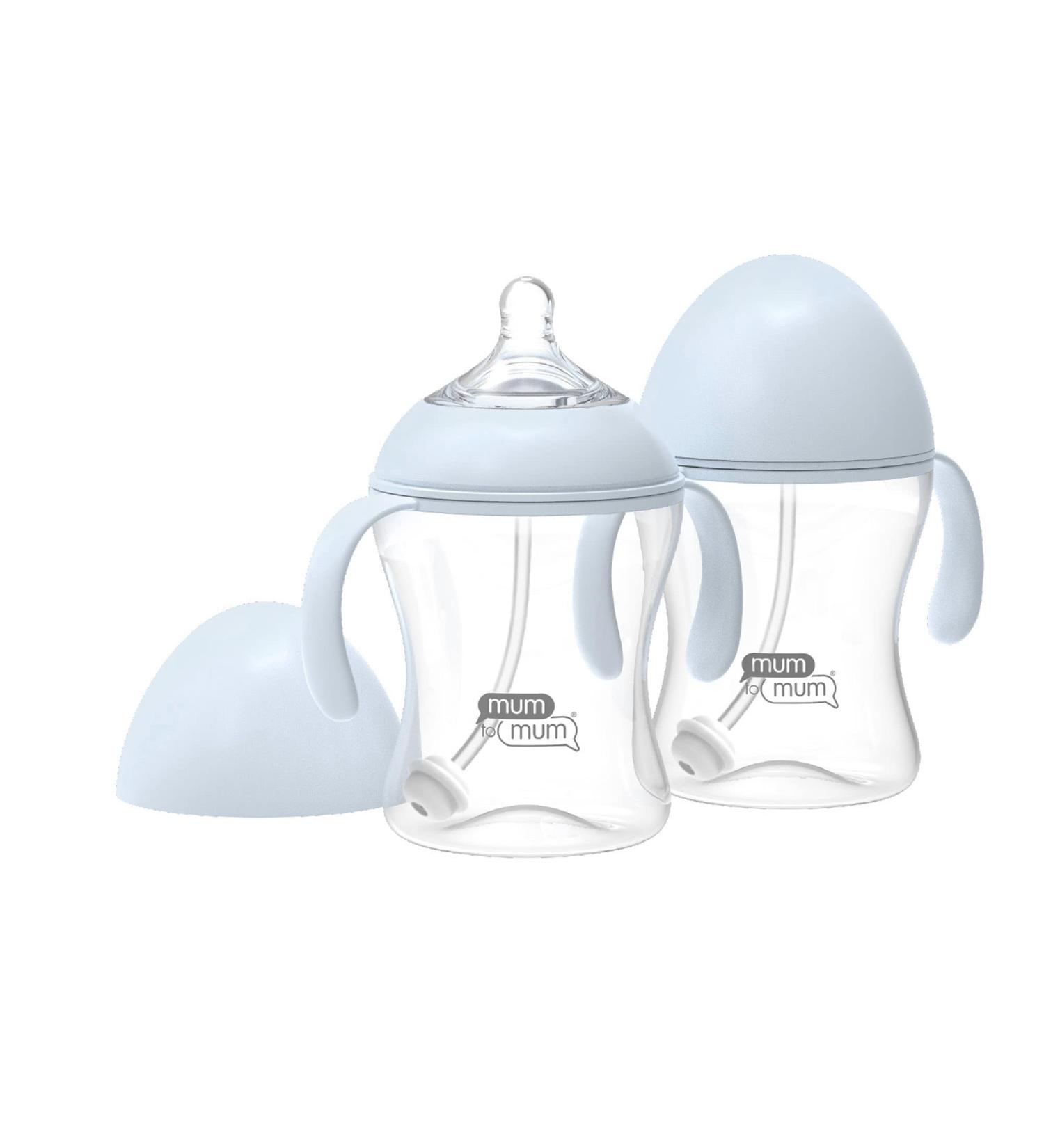 MUM TO MUM Self-Grip Baby Bottles 8oz with L Flow Rate Nipples 2-Pack - Ages 6-12 Months (MM106AA) - Buy Online on SooperMarket.com