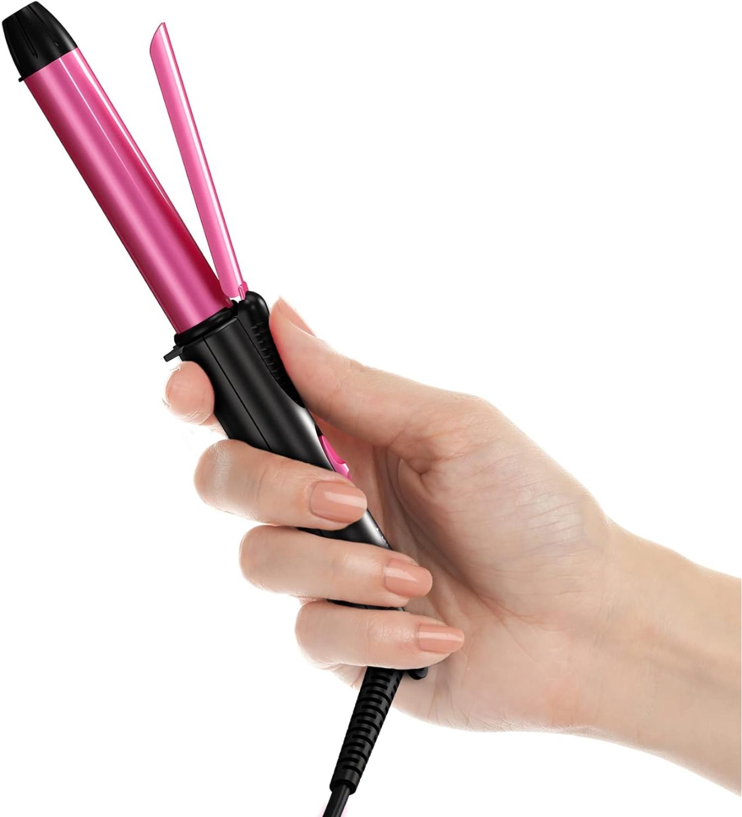 Mini 3/4 Inch Ceramic Curling Iron for Short Hair - Dual Voltage, Infused with Keratin & Argan Oil, Travel Size with Storage Bag - Buy Online on SooperMarket.com