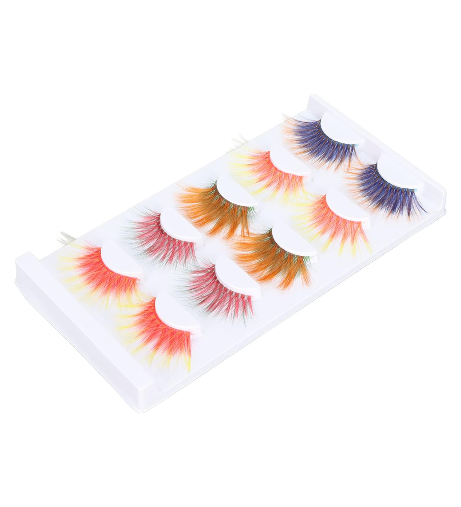 5 Pairs Colorful Eyelashes for Halloween Christmas Stage Show 6D Gradient Long Curled Soft Colored False Eye Lashes Party Fake Eyelashes Makeup Tools - Buy Online on SooperMarket.com