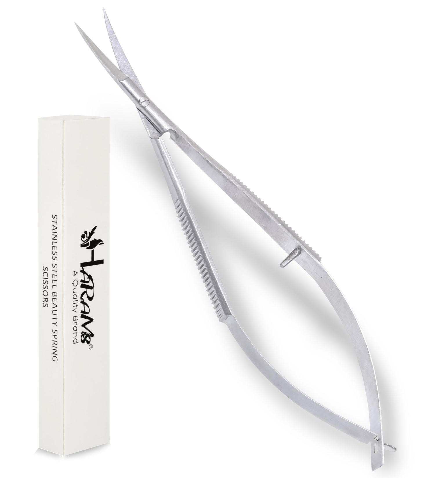 HARAMS Cuticle Spring Scissors Extra Fine Professional Precision Stainless Steel Nose Ear Facial Hair Thread Embroidery Trimming Scissors Stratum Corneum Scissors for Eyebrows Eyelashes Dry Skin - Buy Online on SooperMarket.com