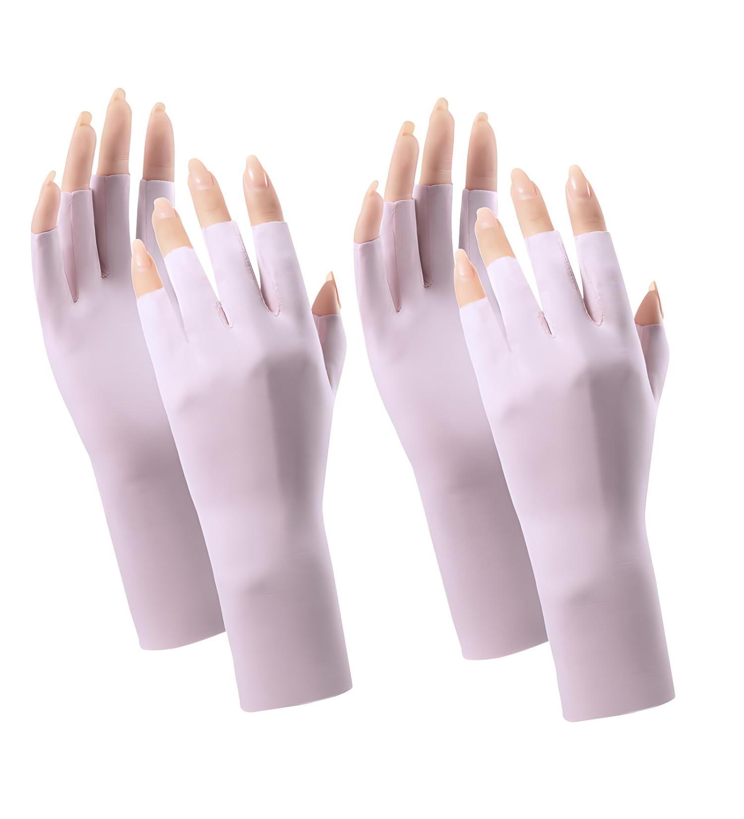 Betinyar 2 Sets of UV Protection Gloves for Gel Manicure UV Gloves for Gel Nail Lamp Protects Hand Skin from UV Rays Sunscreen Gloves(Purple) - Buy Online on SooperMarket.com