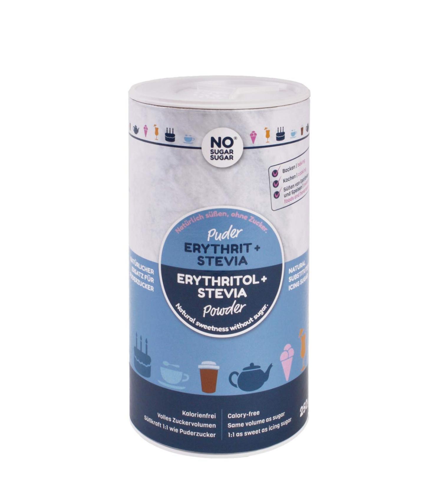 NO SUGAR SUGAR | Calorie-Free Erythritol & Stevia Powder 250g Shaker - Healthy Sugar Substitute for International Shipping - Buy Online on SooperMarket.com