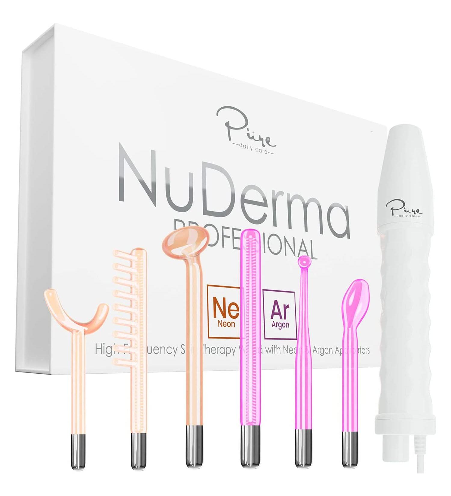 NuDerma Professional Skin Therapy Wand - Portable High Frequency Machine with 6 Wands for Clear, Firm, and Tight Skin - Buy Online on SooperMarket.com
