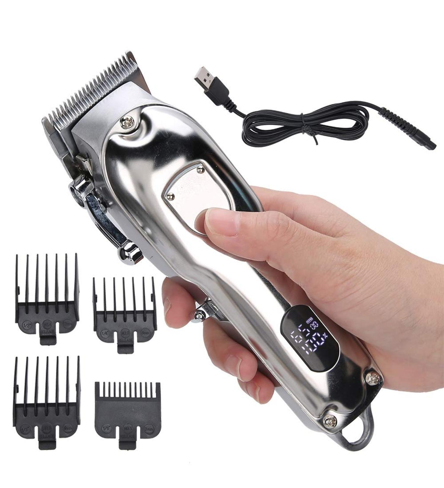 Professional Hair Clippers Kit with LCD Display - Rechargeable Stainless Steel Beard & Mustache Trimmer for Men | Grooming Salon Essentials - Buy Online on SooperMarket.com