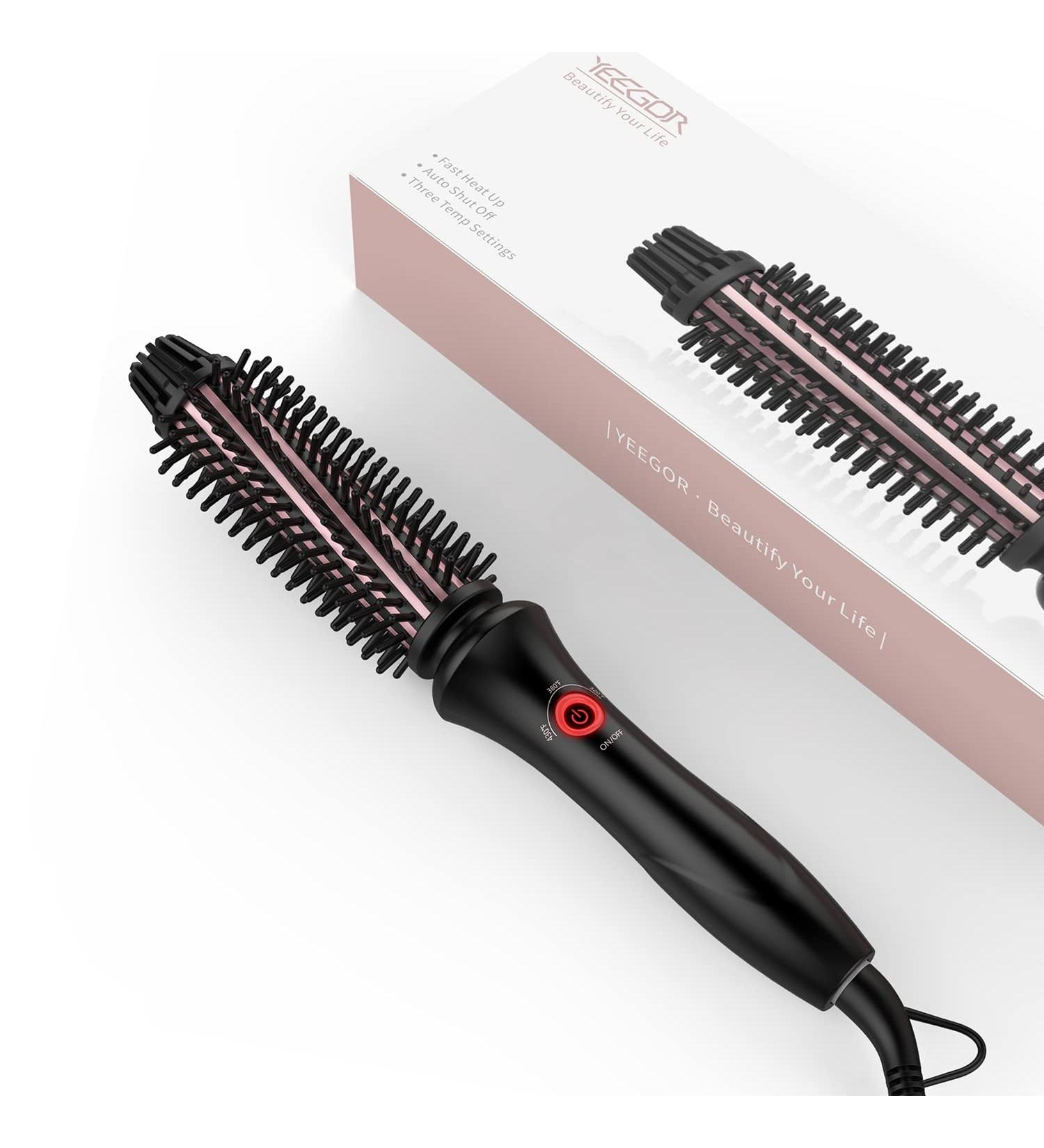 YEEGOR Ionic Curling Iron Brush 1 Inch - Ceramic Tourmaline, Anti-Scald, Instant Heat Up - for Short/Shoulder-Length Hair - Dual Voltage Travel Curling Brush - Buy Online on SooperMarket.com