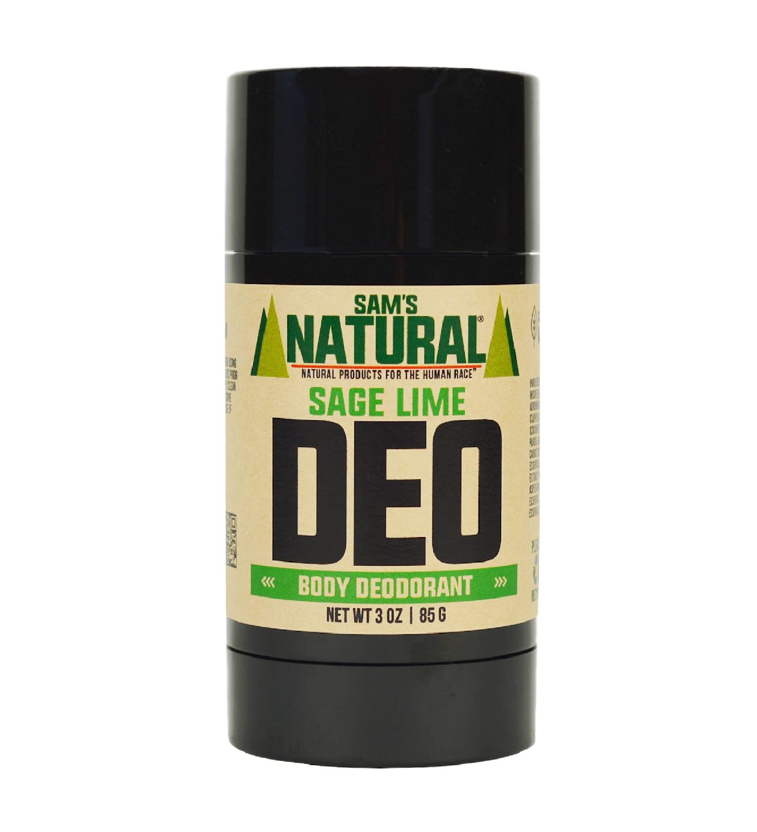 Sam s Natural Deodorant - Sage Lime - Holiday Gifts - Stocking Stuffers - Gifts for Men - Aluminum Free - No phthalates parabens sulfates or dyes - Made in USA - Vegan Cruelty Free - 3 oz - Buy Online on SooperMarket.com