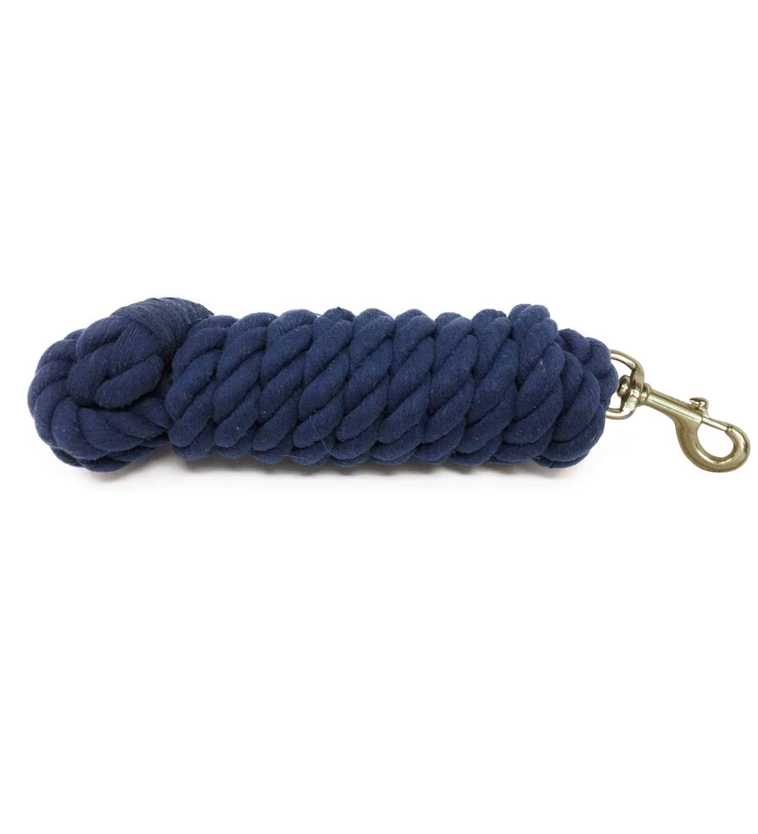 TrustBreech 10ft Solid Cotton Lead Rope - Made in USA - 5/8 inch Thick - Heavy-Duty Bolt Snap - Handmade Soft Dark Grey Blue - Buy Online on SooperMarket.com