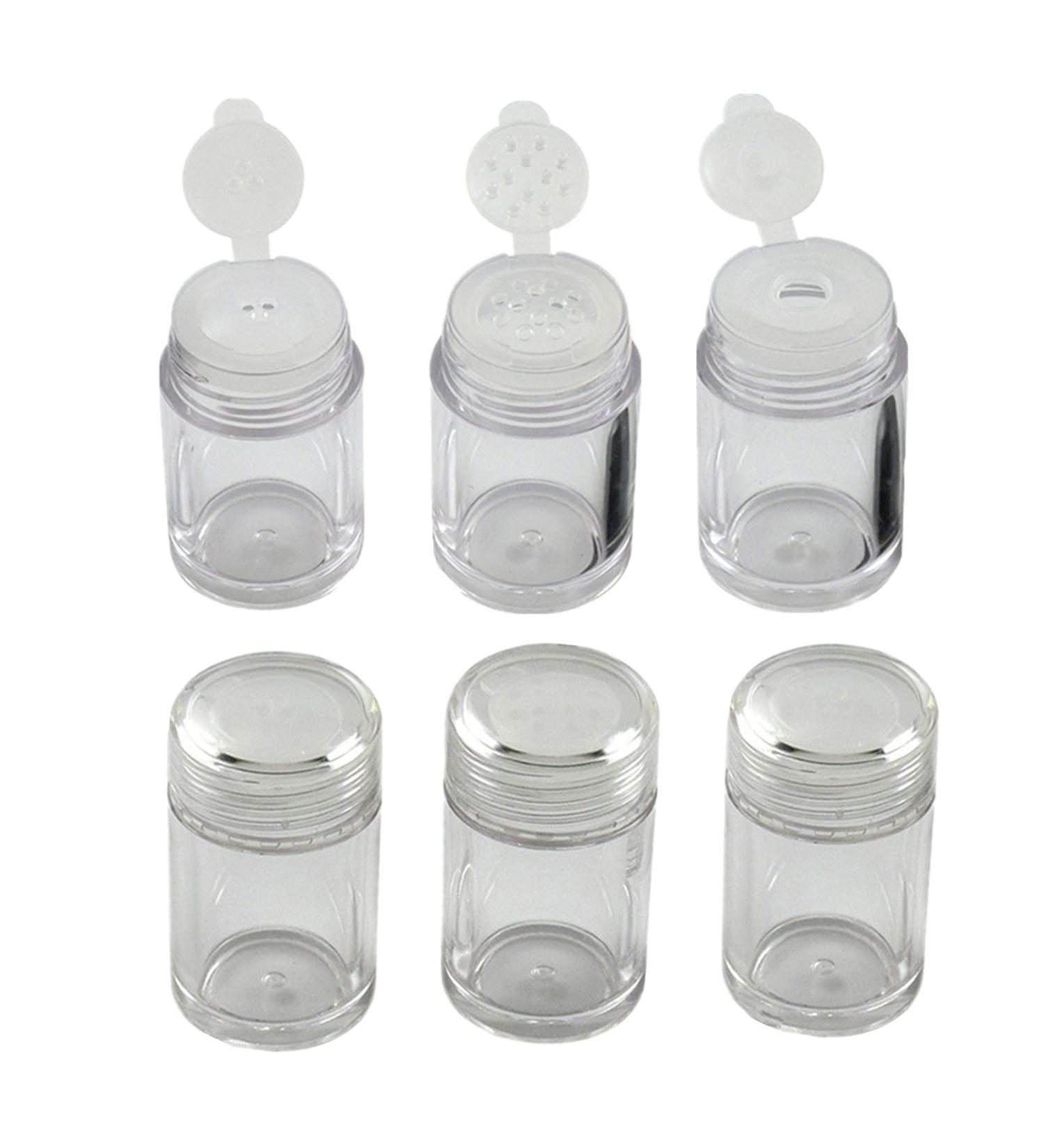 6 Pieces 10ml Mini Refillable Empty Loose Powder Bottles - Travel Cosmetic Containers for Glitter & Eyeshadow - Buy Online on SooperMarket.com