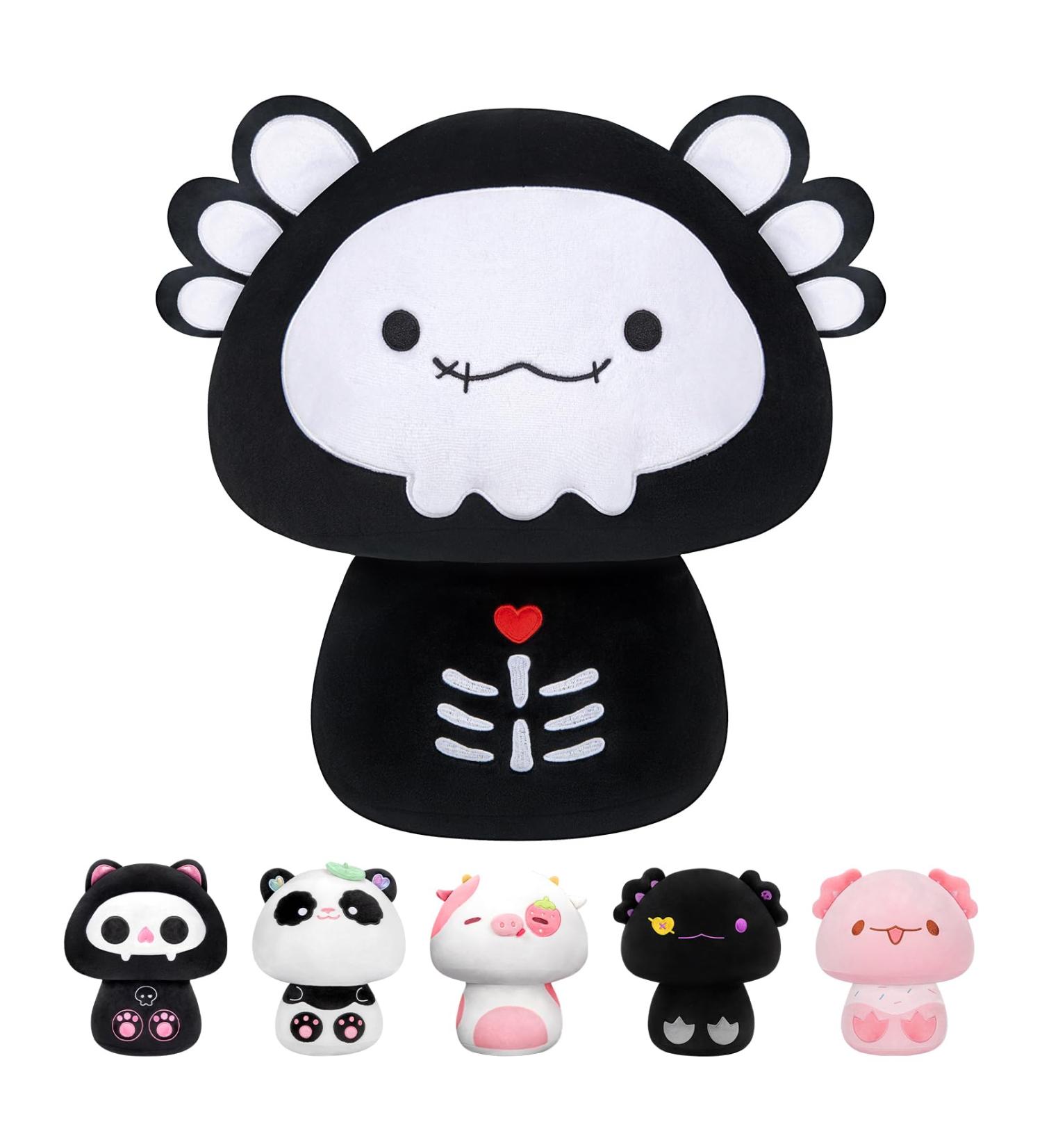 Mewaii 14'' Soft Skeleton Axolotl Mushroom Plush Pillow Toy - Black Bone Axolotl 14 Inch - Buy Online on SooperMarket.com