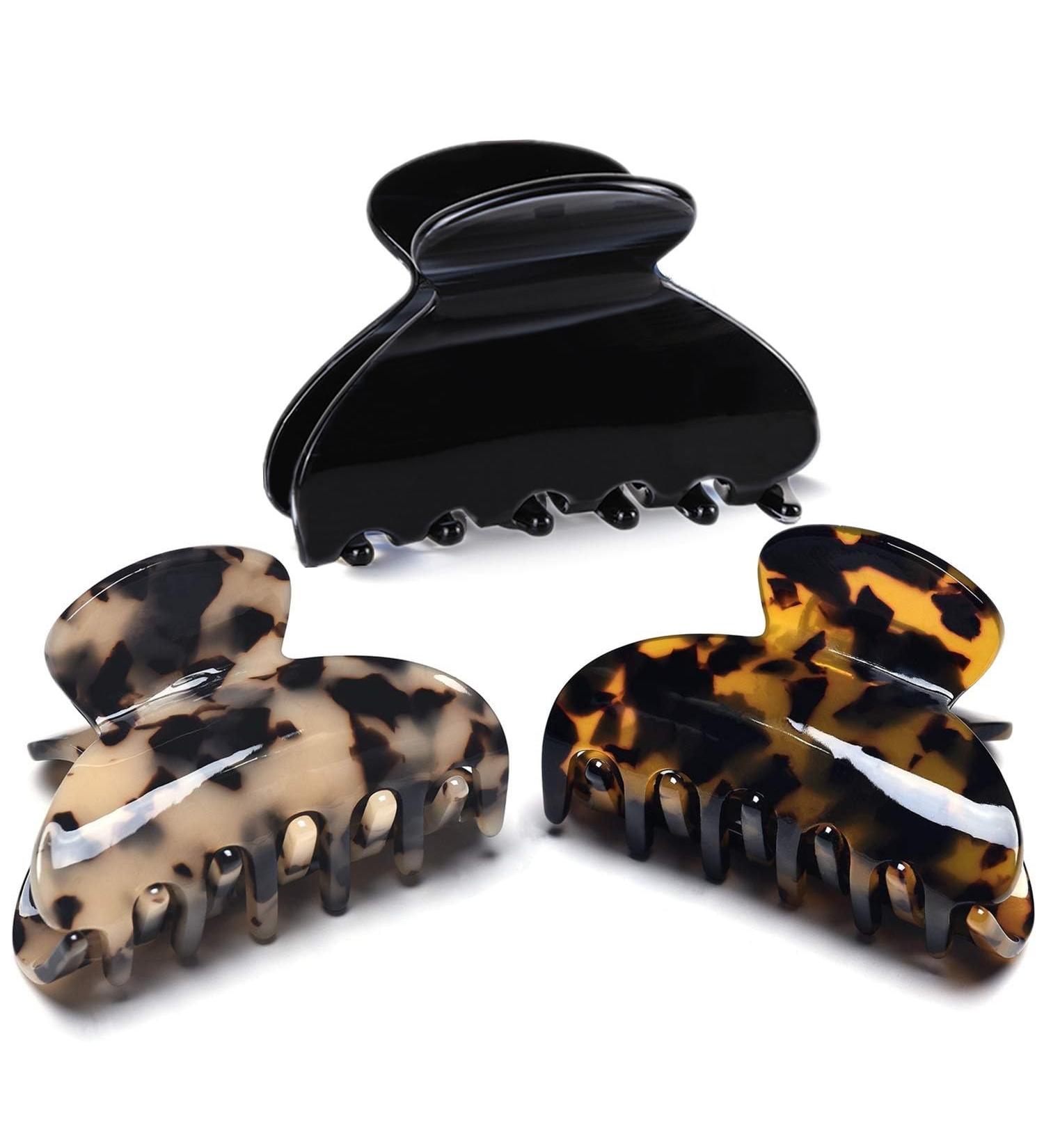 FSMiling Medium-Sized Non-Slip Hair Clips for Fine Hair - Celluloid Turtle & Leopard Patterns - Perfect for Thin & Thick Hair - Buy Online on SooperMarket.com