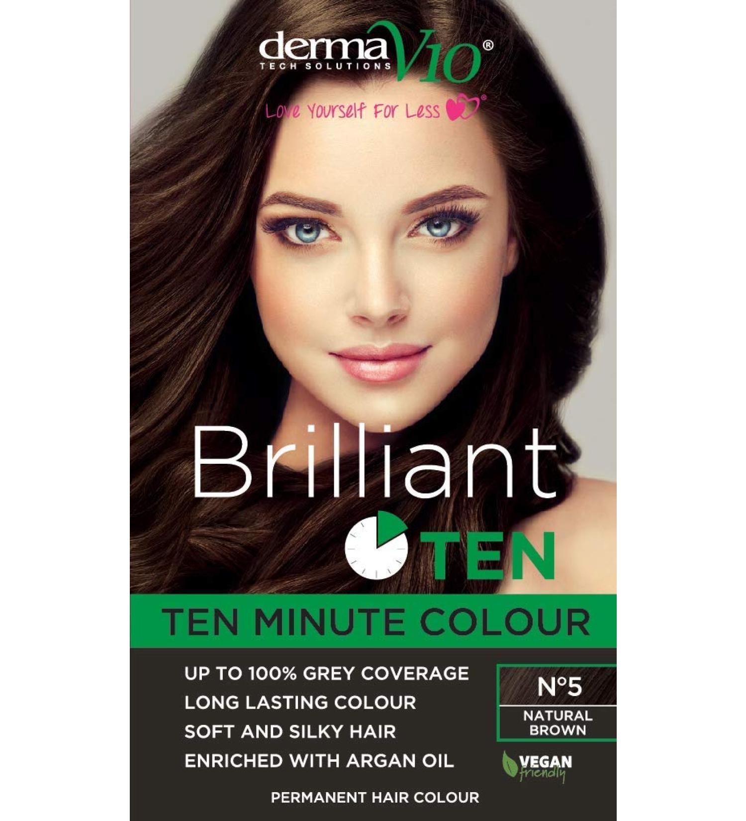 Derma V10 Brilliant Ten Hair Colour No5 NAT Brown 180 ml BRILLTENNATBROWN5