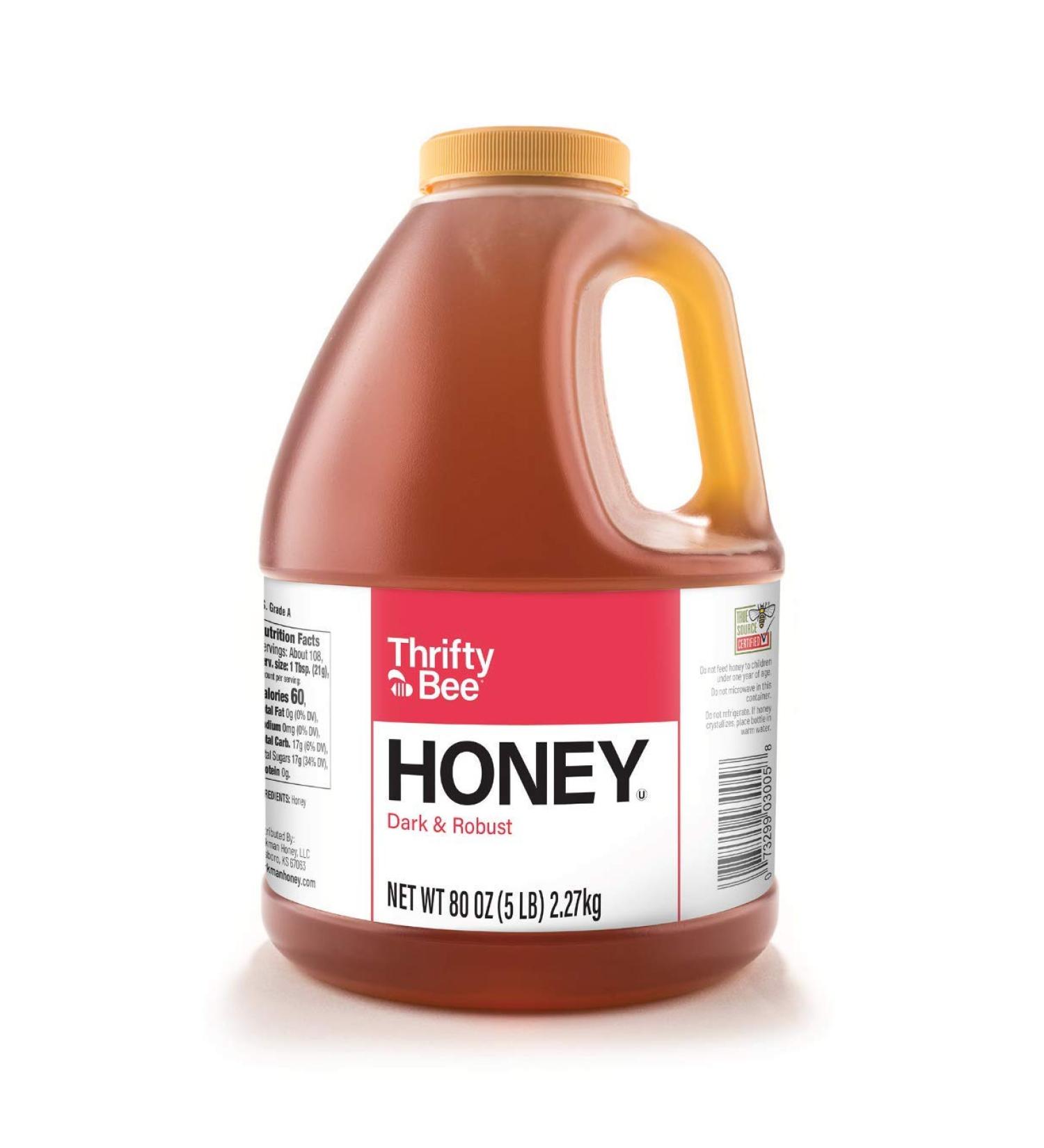 Thrifty Bee Honey 80oz (5lb) Large Bulk Jug - Premium Quality Honey (1 Pack) - Buy Online on SooperMarket.com