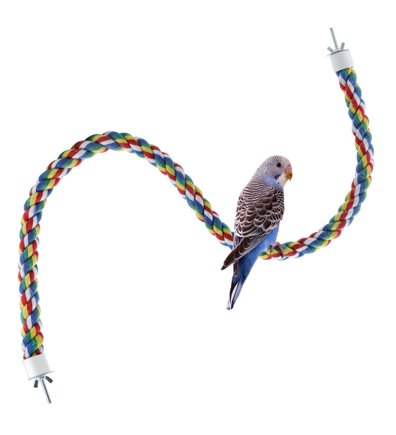 Bird Rope Spiral Perch - Ideal Climbing Rope for Parrots Budgies Cockatiels & Parakeets | 80cm with Metal Nut - Buy Online on SooperMarket.com