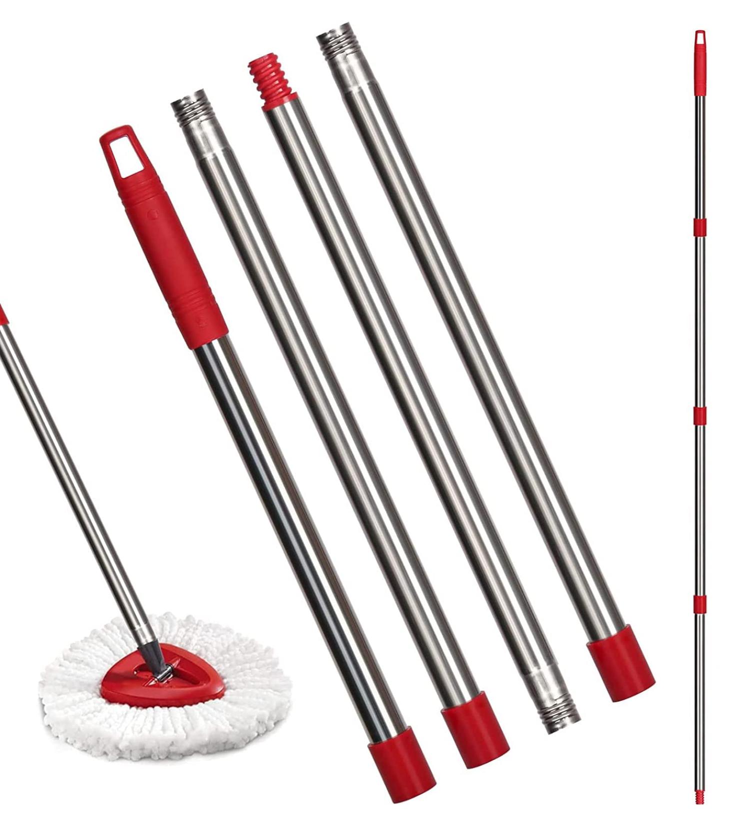 Qulable Spin Mop Replacement Handle - Adjustable 4-Section Stick for O-Cedar & EasyWring Mops - Red - Buy Online on SooperMarket.com