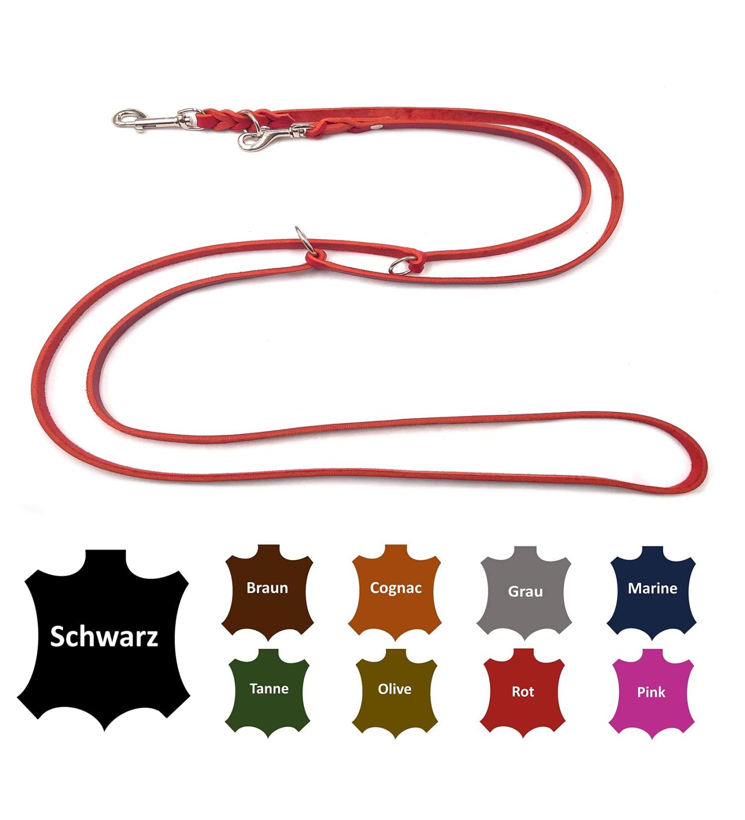 Premium Adjustable Fat Leather Dog Leash for Small & Large Dogs - 2m Red - Double Leash Durable & Comfortable - Buy Online on SooperMarket.com