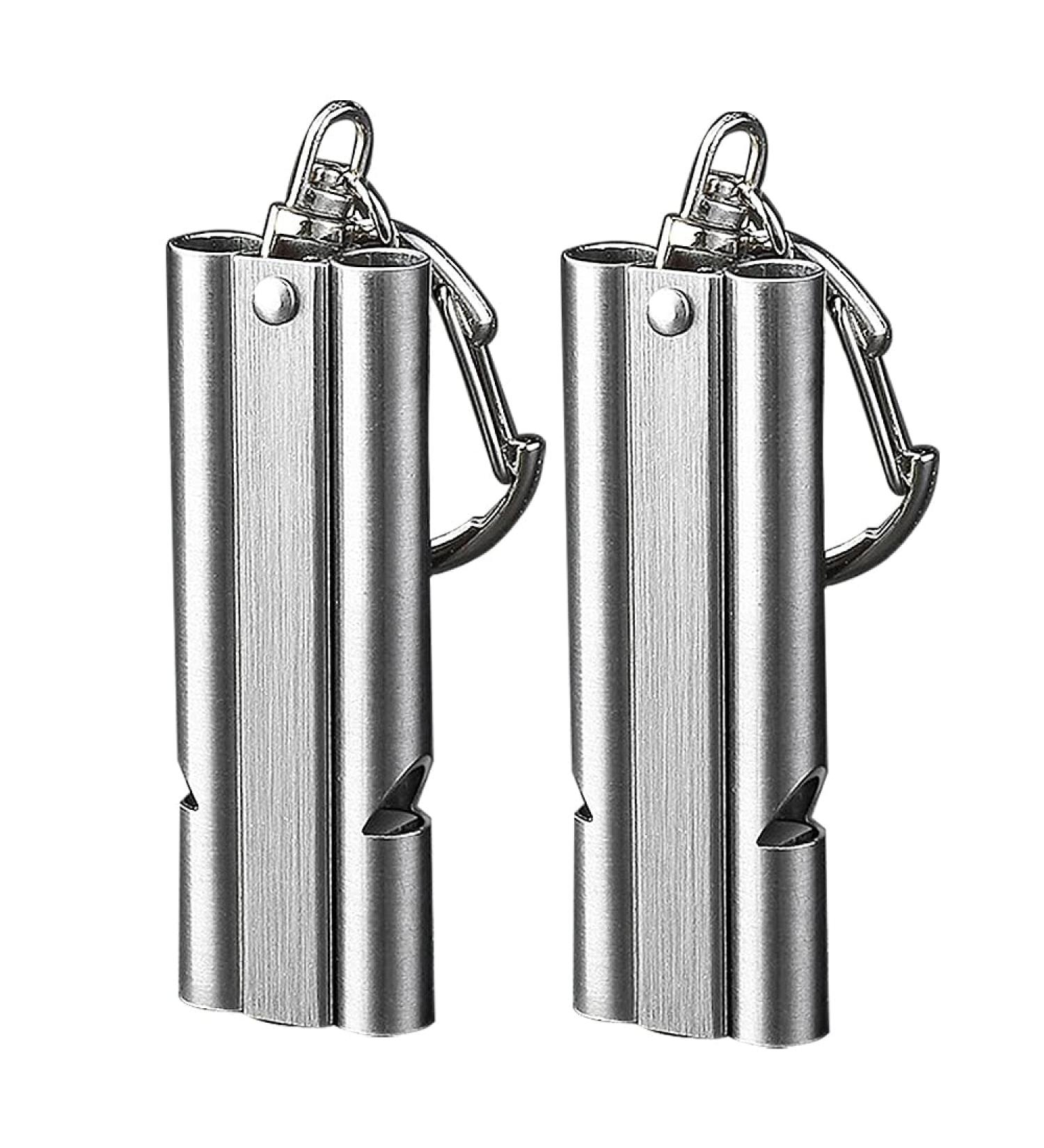 Wanyi Emergency Whistle Signal Pipe - 150DB Loud Trill Whistles (2 Pack) for Coaching Referee & Sports | Durable Stainless Steel Keychain - Buy Online on SooperMarket.com