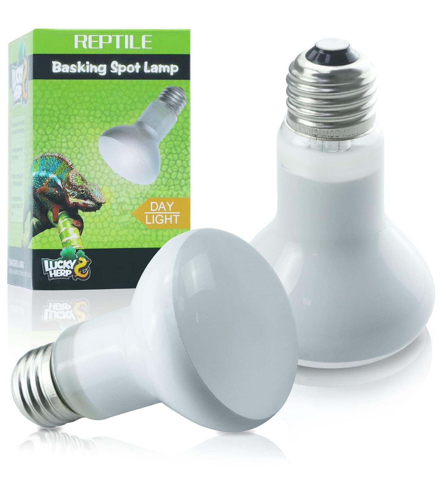 LUCKY HERP Reptile Heat Lamp 50W 2 Pack Amphibian Basking Spot Light Bulb Reptile Daylight Bulb for Turtle Bearded Dragon Lizard Heating Use 50W(2 Pack) - Buy Online on SooperMarket.com