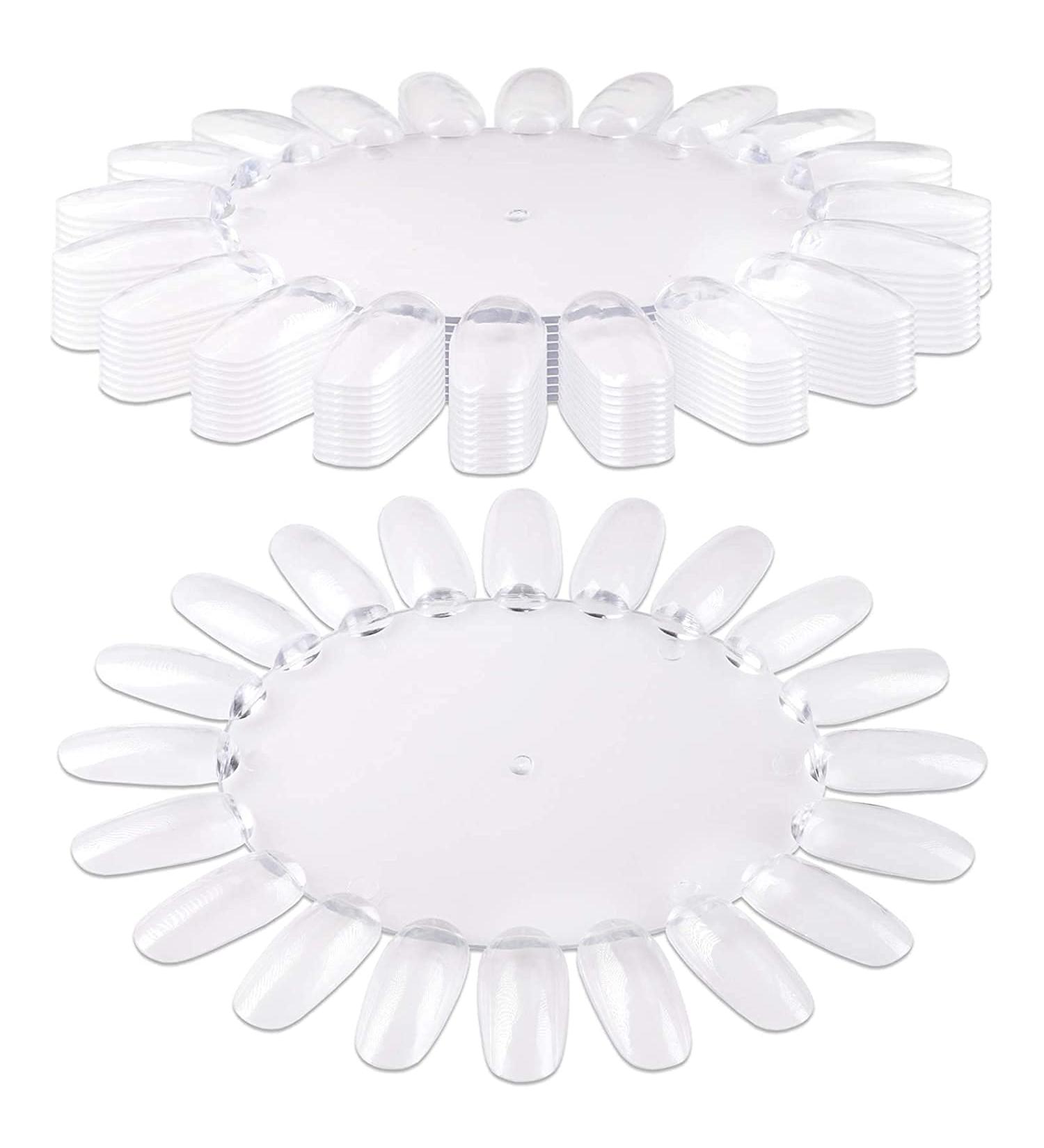 12 x Nail Colour Display Wheel Stand Gel Art Practice False Tips Palette Clear Tip Colour Fan Stick Starter Ring Clear DIY Polish Swatch Sticks for Display and Practise Chart Wheel Palette