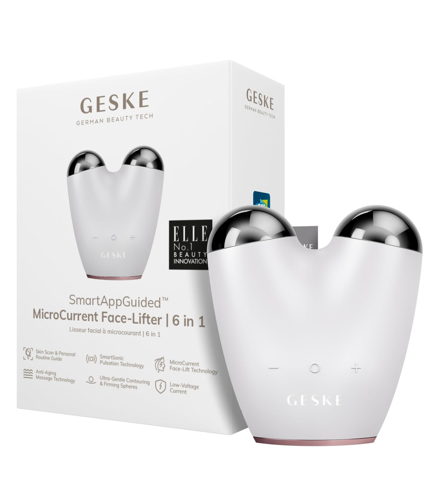 Geske SmartAppGuided Microcurrent Face-Lifter | 6-in-1 Facial Lifting Device | Anti-Aging & Double Chin Remover | Revolutionize Your Skincare Routine - Buy Online on SooperMarket.com