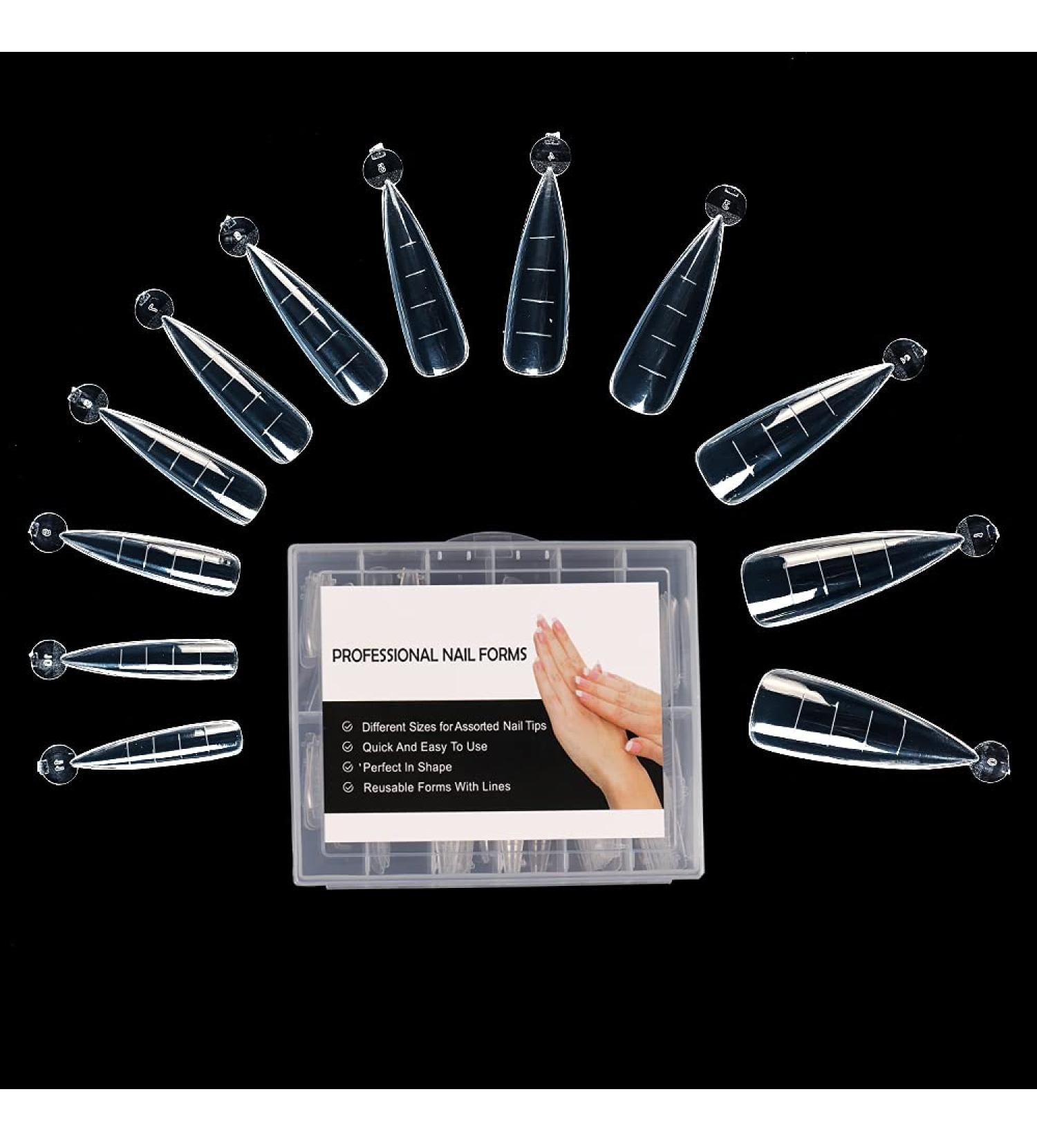 BNG Dual Nail Forms 120 Pcs Stiletto Gel Builder - Professional Salon Quality Full Cover Acrylic & Polymer Nails Extension Mold - Buy Online on SooperMarket.com