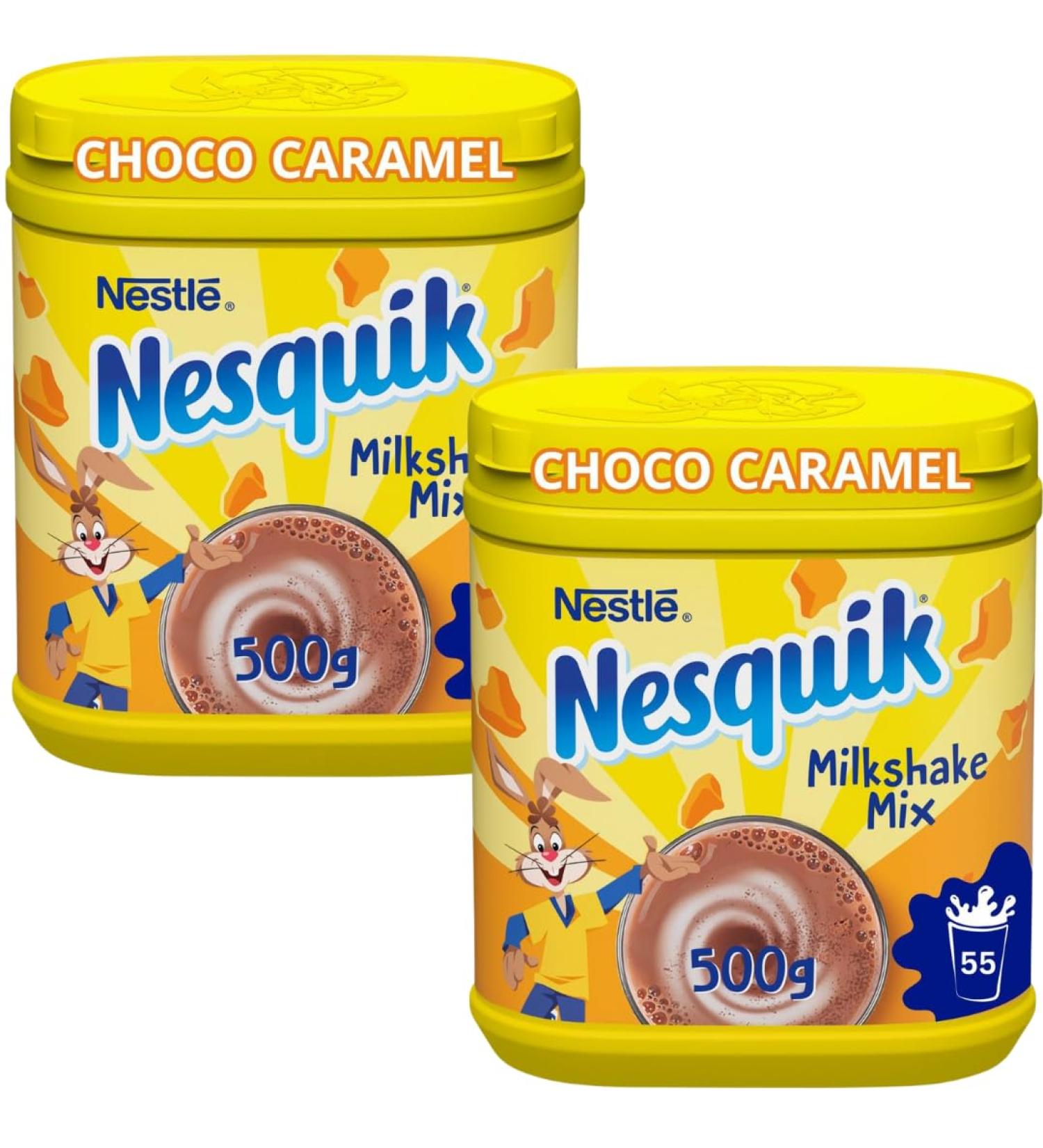 Milkshake Powder Bundle With Nesquik Choco Caramel Flavour Milkshake Mix 500g (2 Pack)
