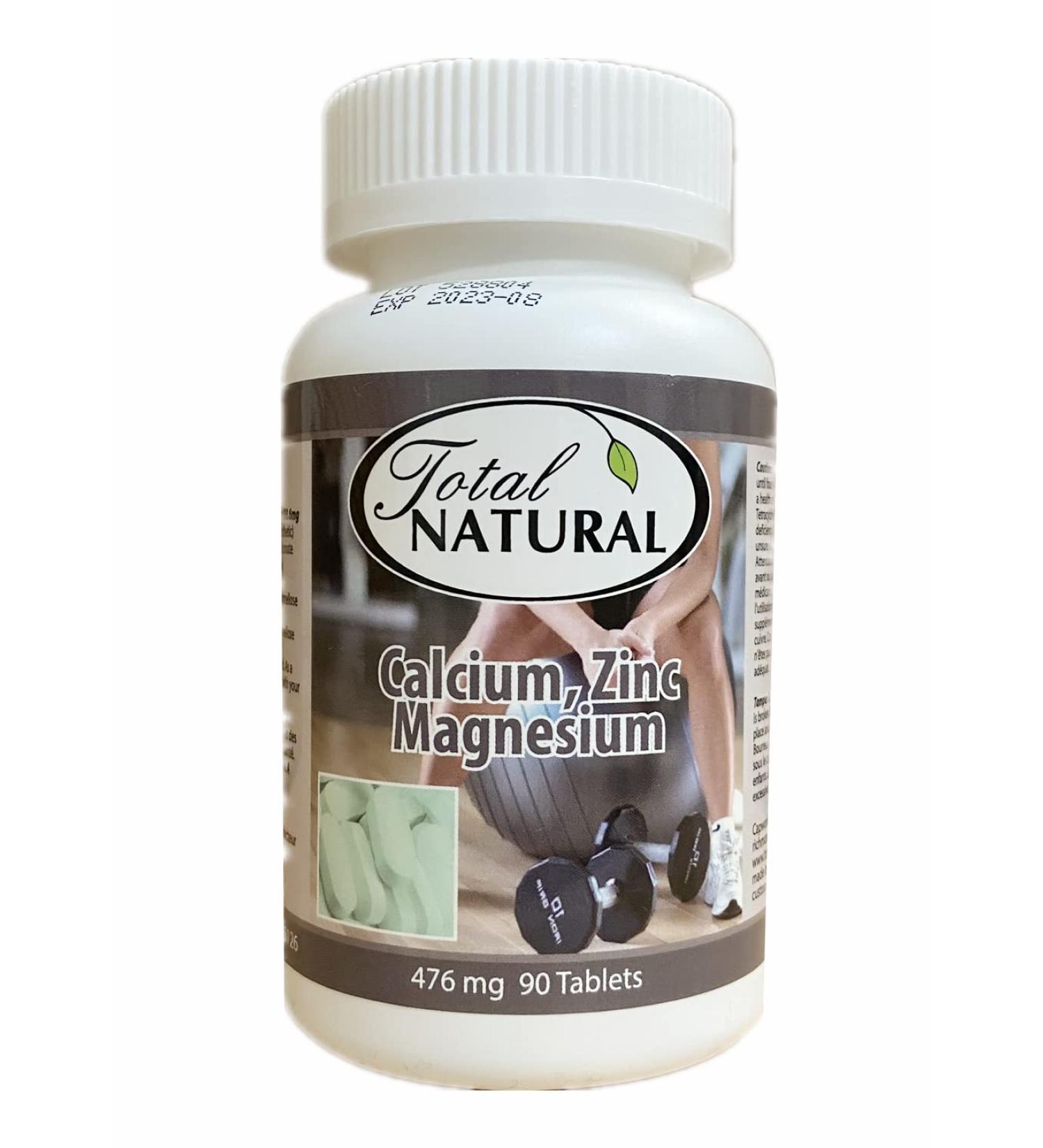 Calcium Zinc Magnesium 476mg 90 Tablets 1 bottle by Total Natural Safe and Natural Join Support Health Supplement for Men and Women GMP Premium Ingredients - Buy Online on SooperMarket.com