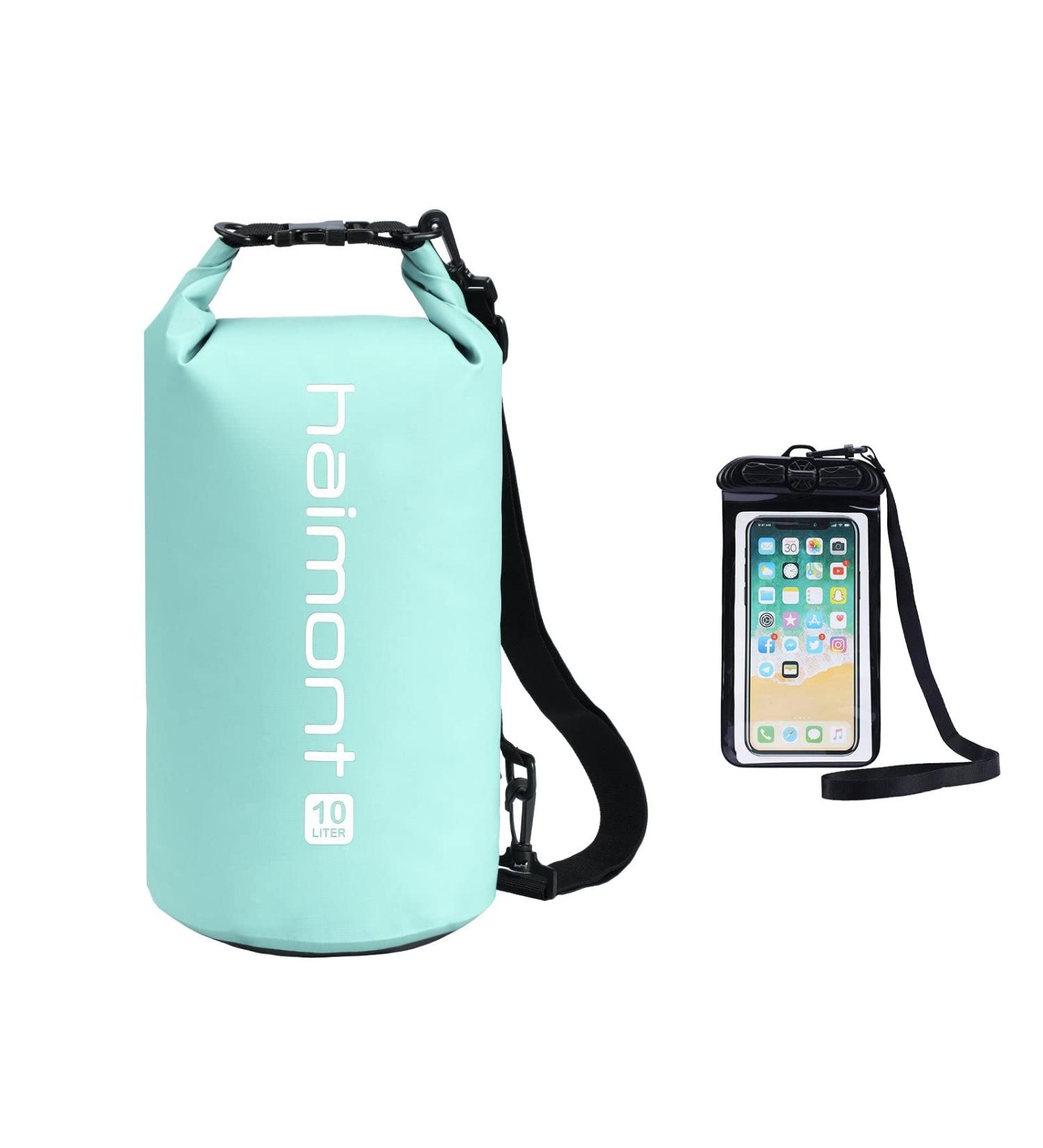 Haimont 10L Waterproof Dry Bag Backpack for Kayaking, Rafting, Boating & Fishing - Aqua Green with IPX8 Waterproof Phone Case - Buy Online on SooperMarket.com
