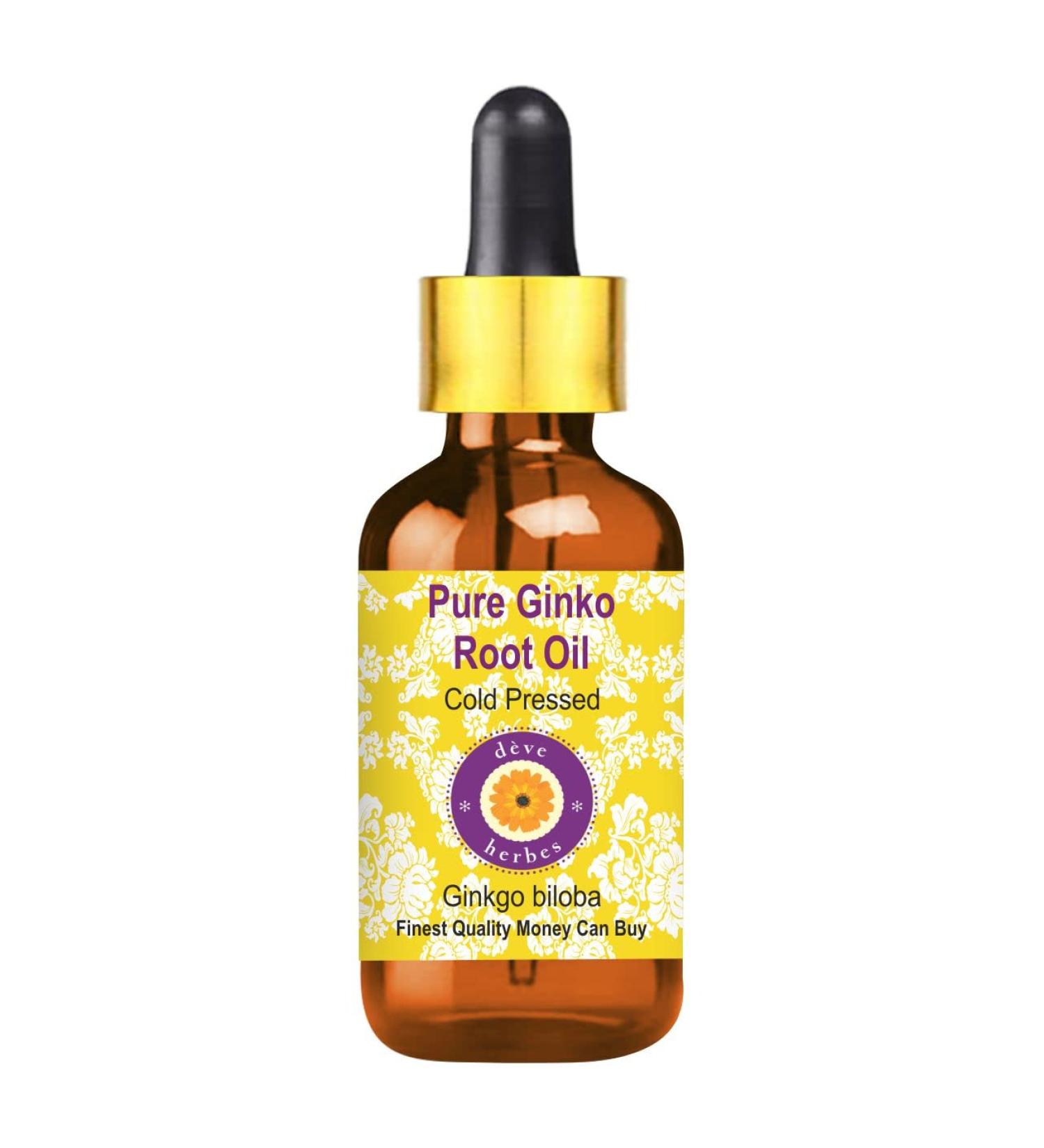 Deve Herbes Pure Ginko Root Oil (Ginkgo biloba) with Glass Dropper Cold Pressed 50ml (1.69 oz) - Buy Online on SooperMarket.com