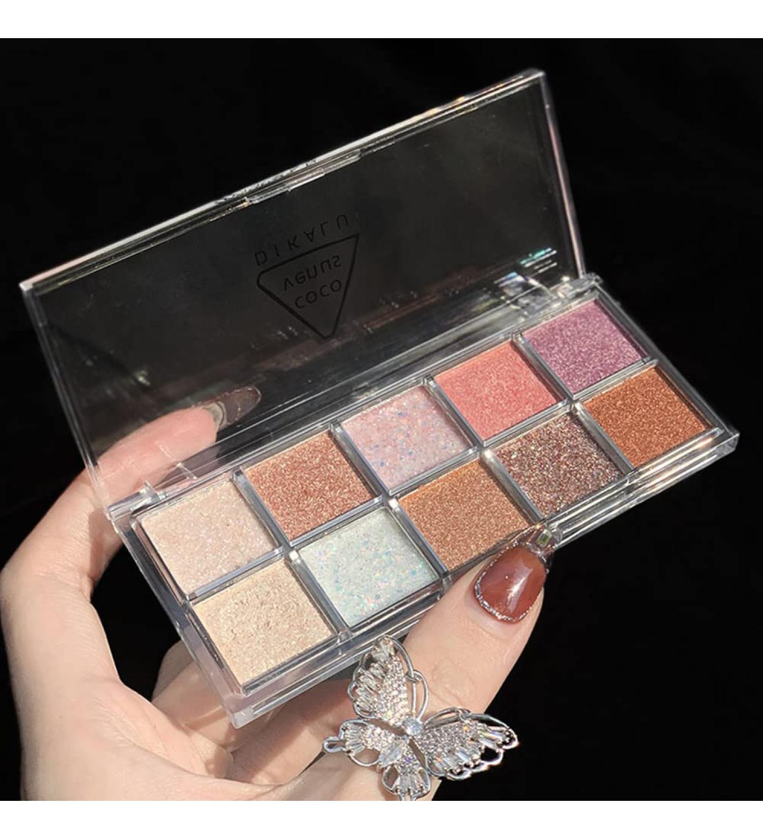 Go Ho 10 Color Glitter Eyeshadow Palette - High Pigmented Korean Makeup for Stunning Diamond Eyes - Waterproof Galaxy Sky Sparkle Shades - Buy Online on SooperMarket.com
