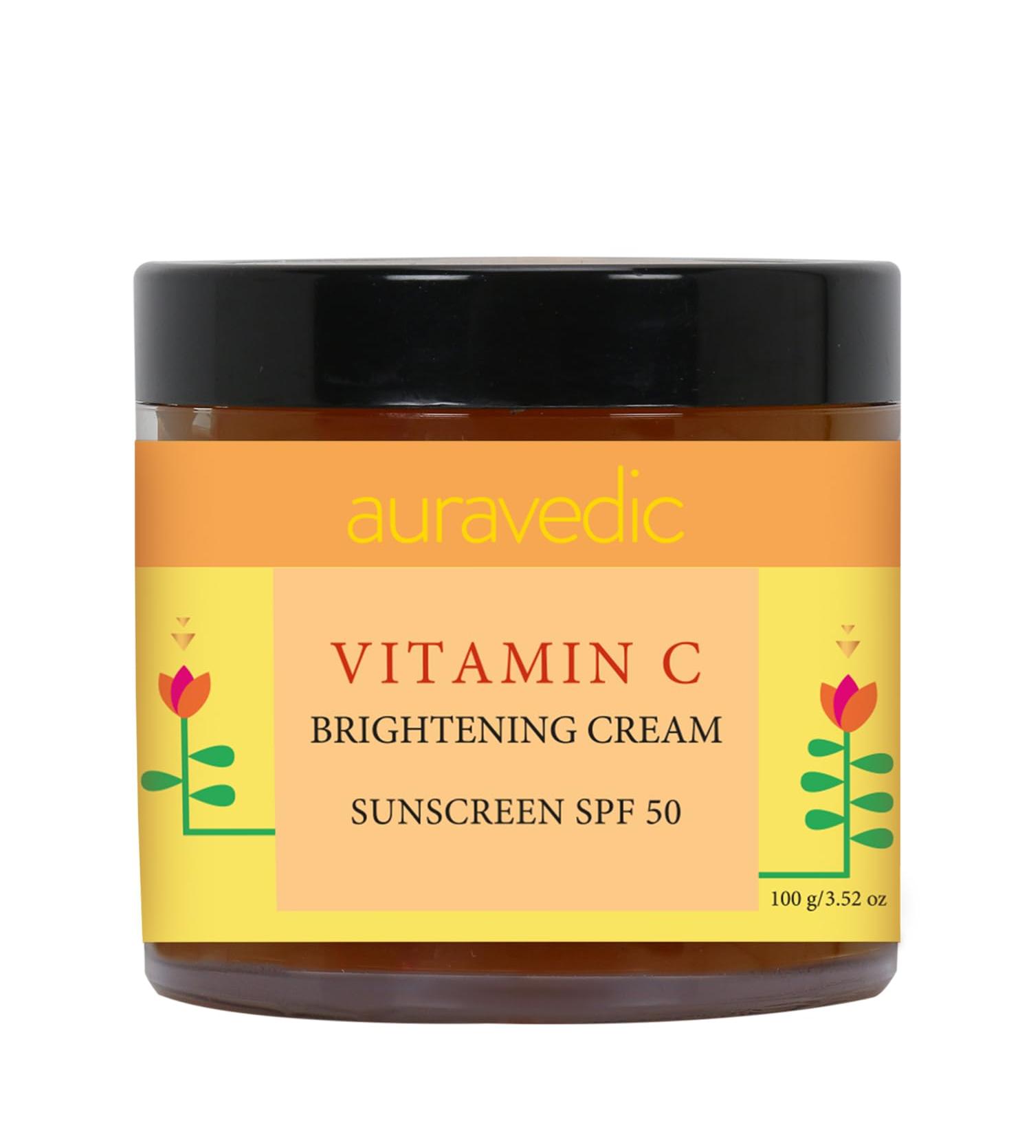 Vitamin C Face Cream with SPF 50 | Revive Dull Skin & Reduce Sun Damage | Organic Argan & Avocado Oil Moisturizer | Hydrating Sunscreen | 3.53 Oz (100g - Buy Online on SooperMarket.com