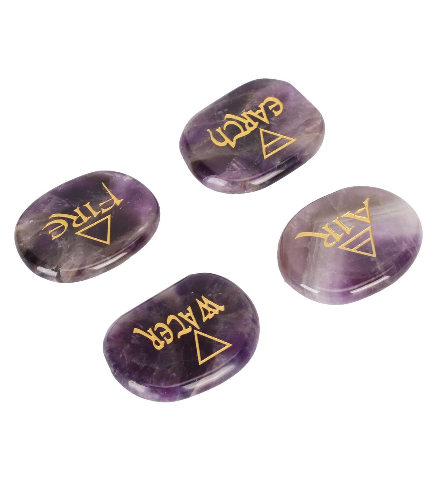 Earth Air Fire Water Stones Triangular Crystals Symbols Flake Reiki Oval Stamps (Purple) - Buy Online on SooperMarket.com