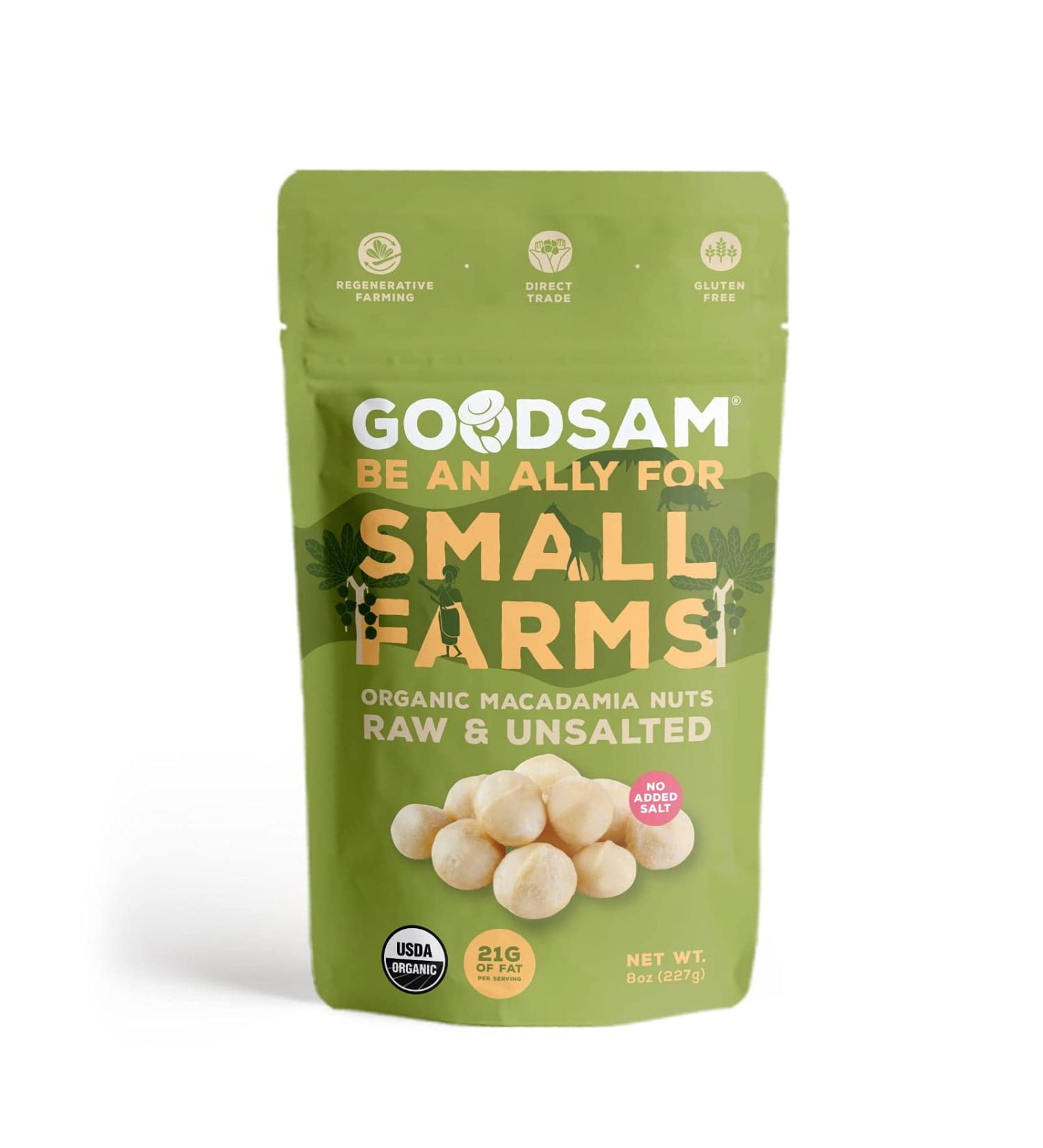 GOODSAM Organic Macadamia Nuts - 8 oz | Non GMO, Vegan, Gluten Free | Raw & Unsalted, Halves & Whole Blend | Keto Friendly | Direct Trade, Regenerative Farming - Buy Online on SooperMarket.com