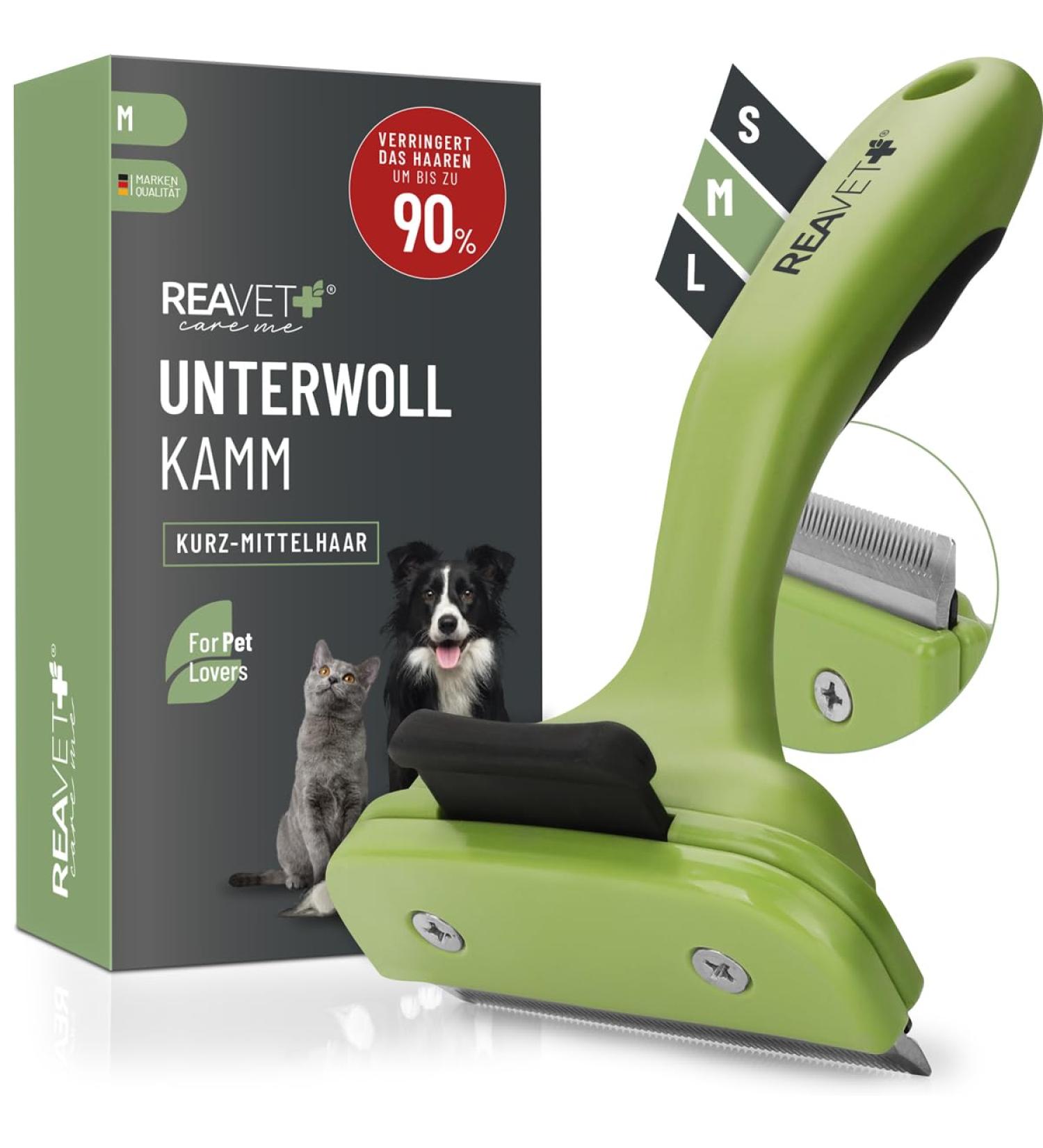Reavet Unterwollkamm for Short-Haired Dogs & Cats | Medium Breeds | Self-Cleaning Undercoat Comb - Buy Online on SooperMarket.com