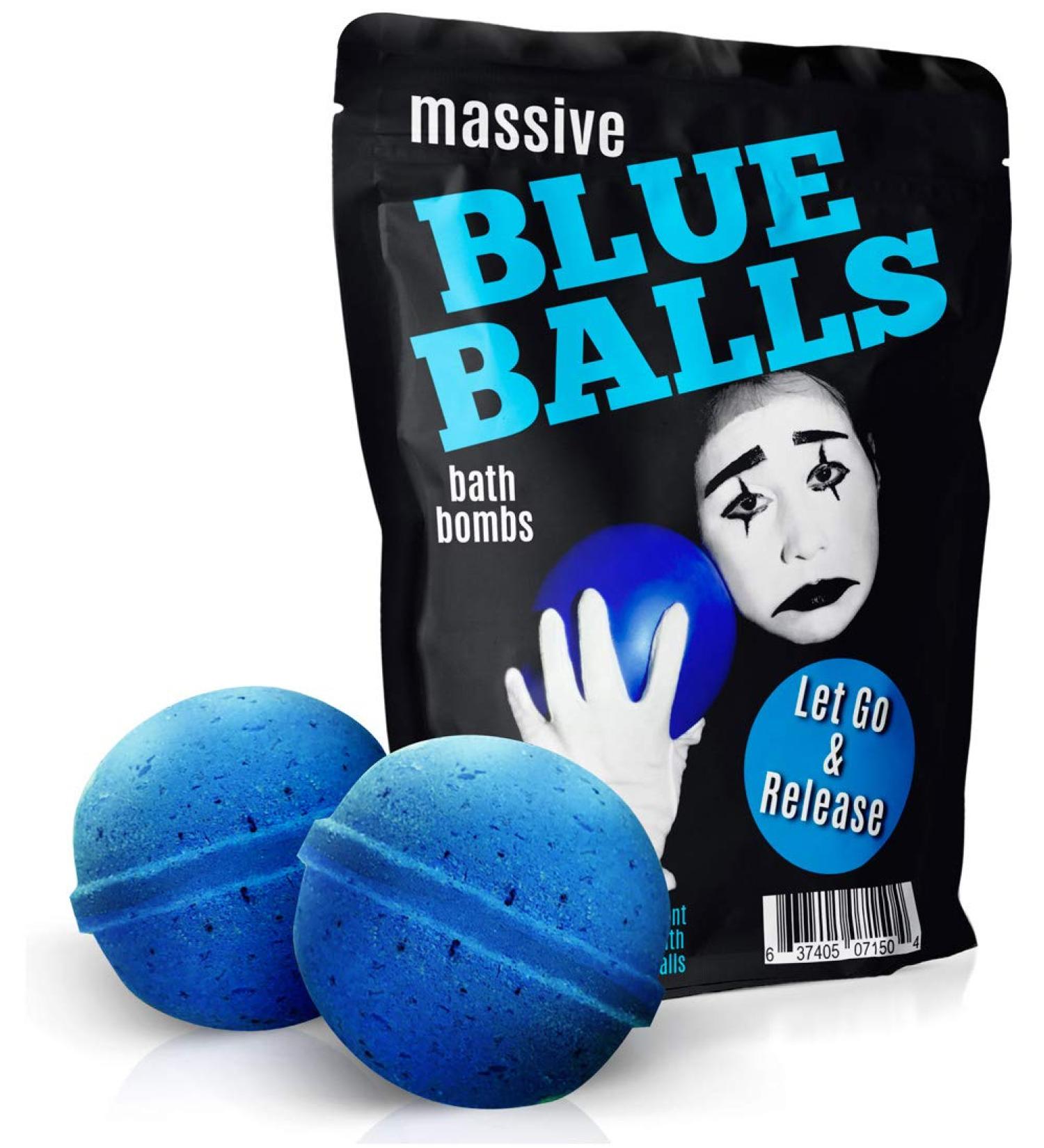 XL Blue Balls Bath Bombs - Sad Mime Design - Funny Bath Fizzers for Men (2 Count) - Buy Online on SooperMarket.com