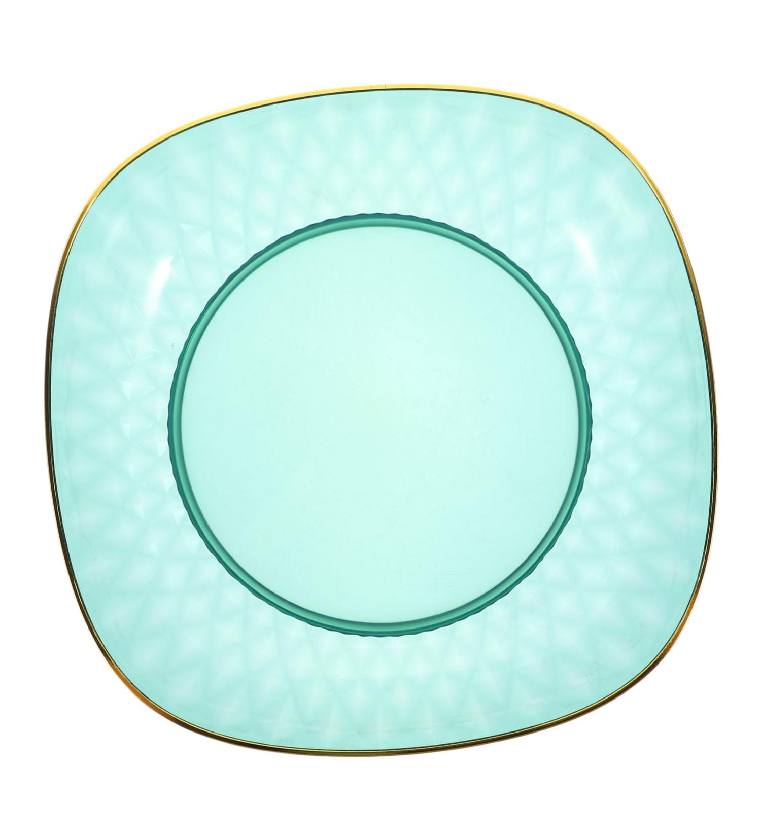 COOLHIYA Fruit Tray Glass Food Container Food Tray Terrarium nut Serving Tray Dessert Bowl Salad Bowl Counter Green 23.5X23.5X6CM - Buy Online on SooperMarket.com