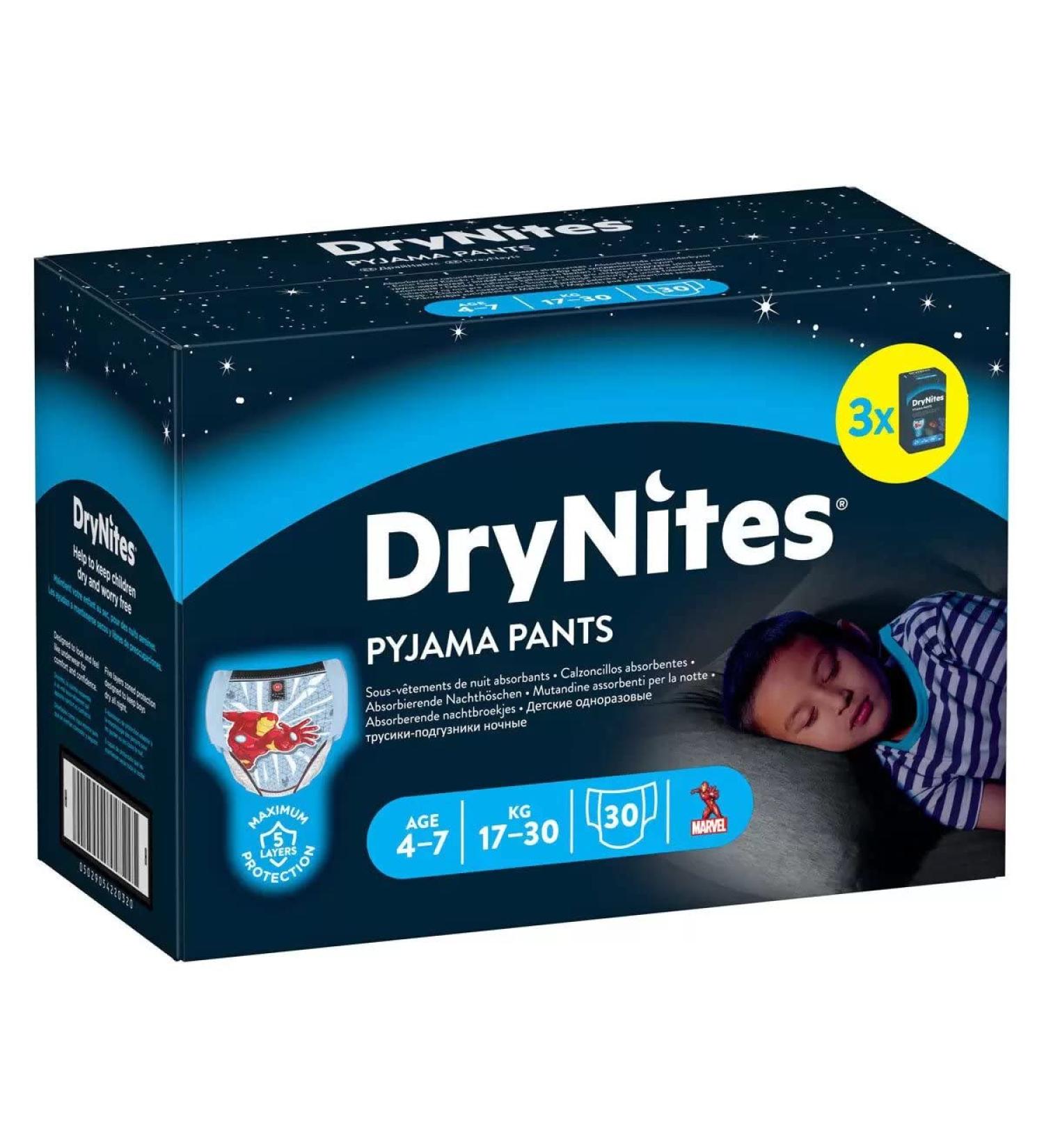 Huggies DryNites Spiderman Pyjama Pants | Size 4-7 Years | 30 Count Pack | White - Buy Online on SooperMarket.com