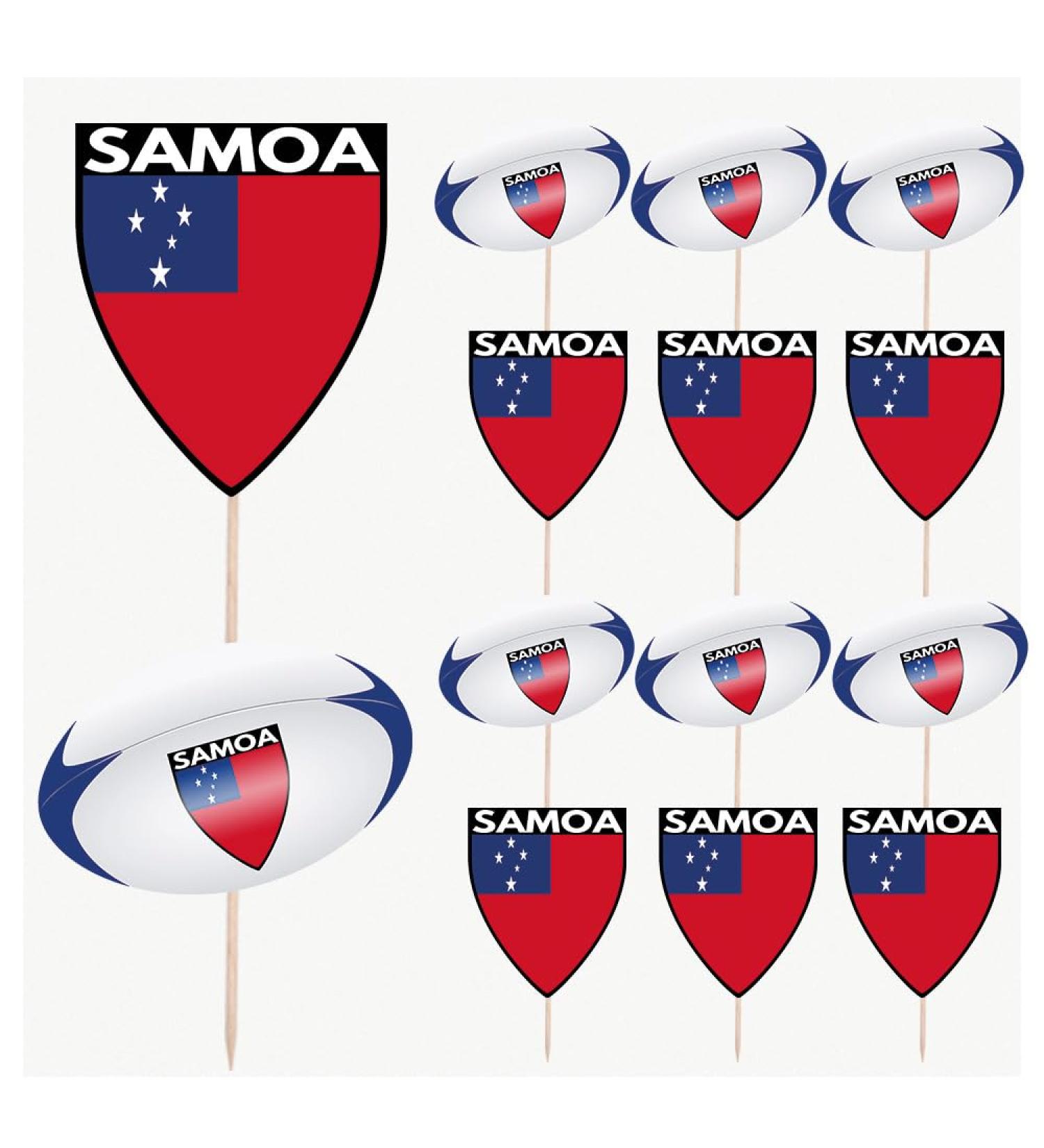 Samoa Flag Rugby Ball Food & Cupcake Picks Toppers Party Decorations (14 Pack) - Buy Online on SooperMarket.com