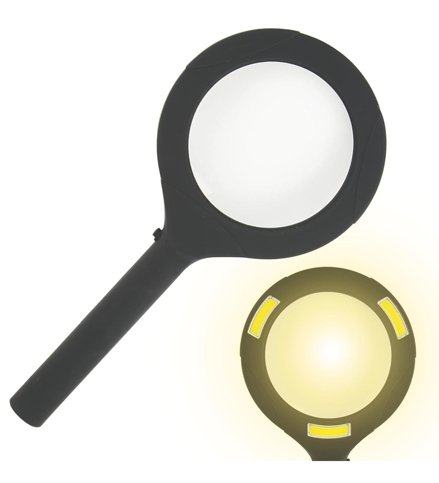 BIOS Living COB LED Magnifying Glass 3X Magnification Bright Uniform Consistent Illumination Perfect for Reading Fine Print Easy On/Off Non-Slip Rubber Handle Lens Size: 3.25 /8.3 cm - Buy Online on SooperMarket.com