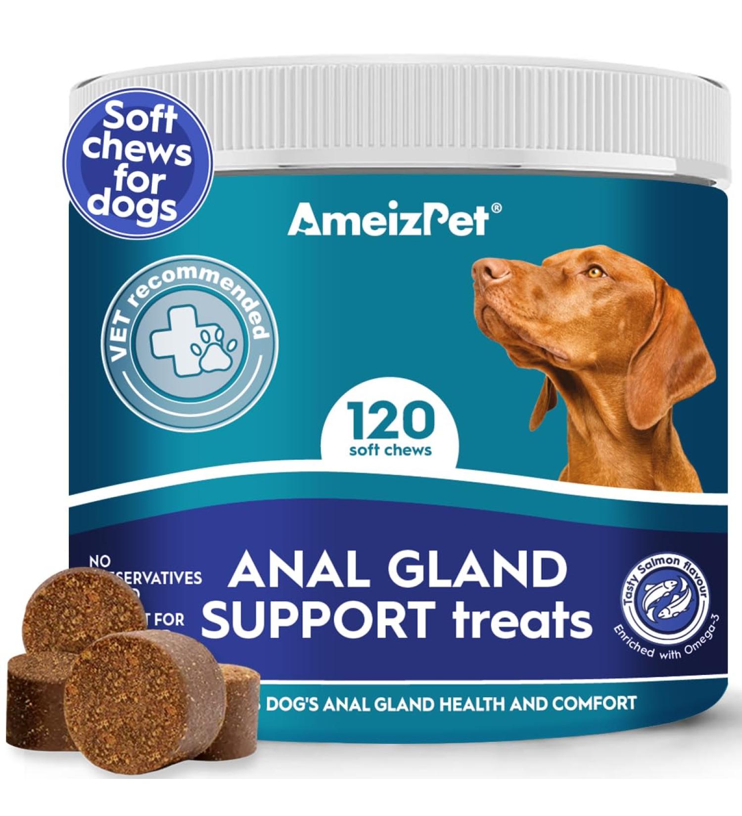 AmeizPet Anal Gland Treatment Soft Dog Chews - 120 Healthy Digestive Fiber Treats - Buy Online on SooperMarket.com
